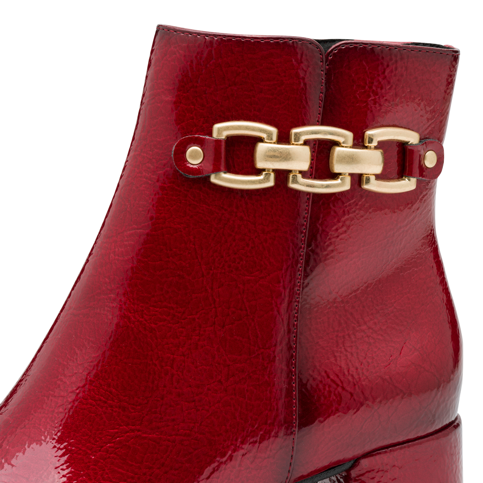 MARCO TOZZI Stiefelette, Blockabsatz, Abendschuh, Businessschuh mit goldfarbener Zierkette