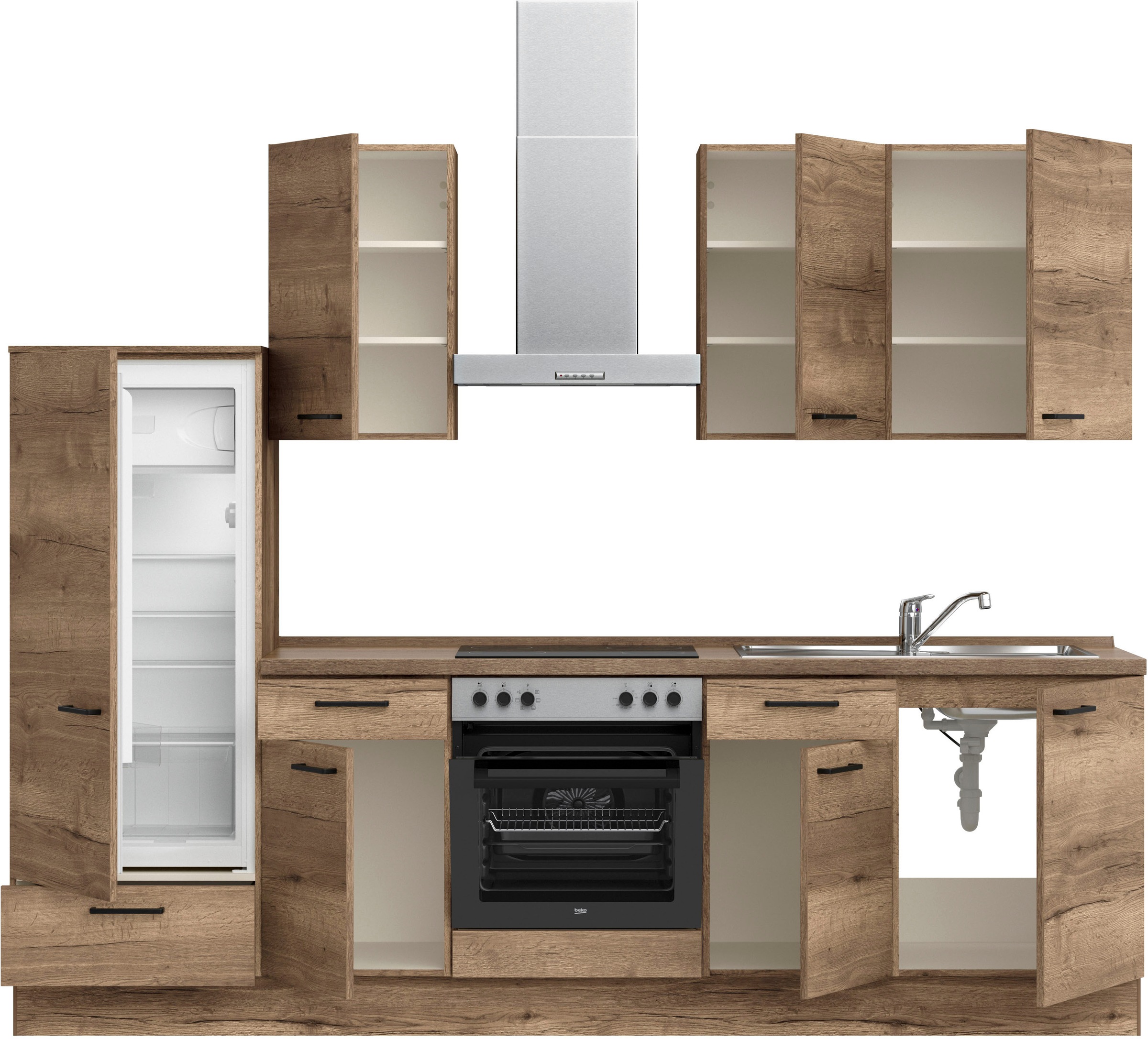 nobilia® Küchenzeile »"Structura I"«, vormontiert, Ausrichtung wählbar, Breite 270 cm, wahlw. mit E-Geräten