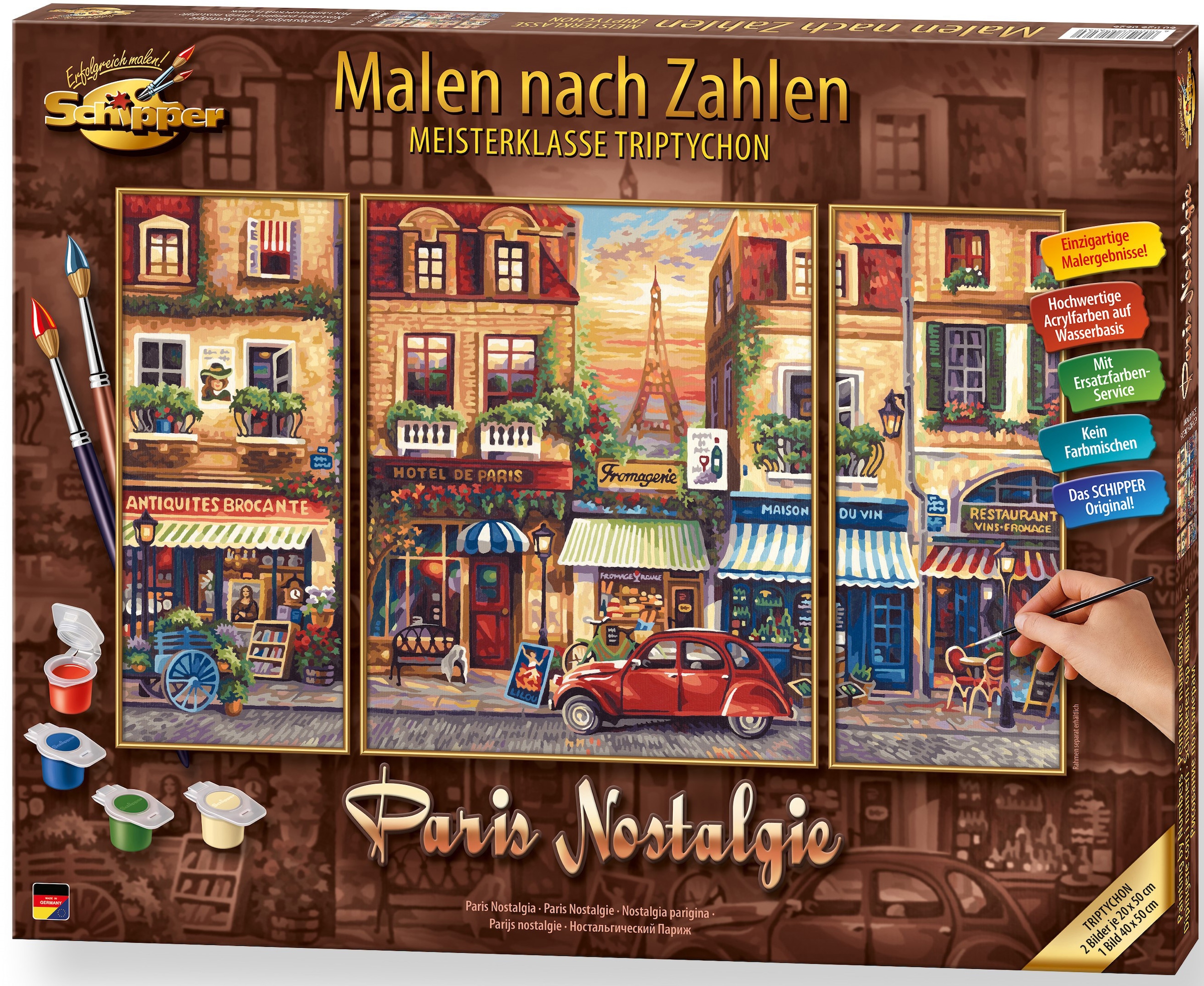 Malen nach Zahlen »Meisterklasse Triptychon - Paris Nostalgie«, Made in Germany