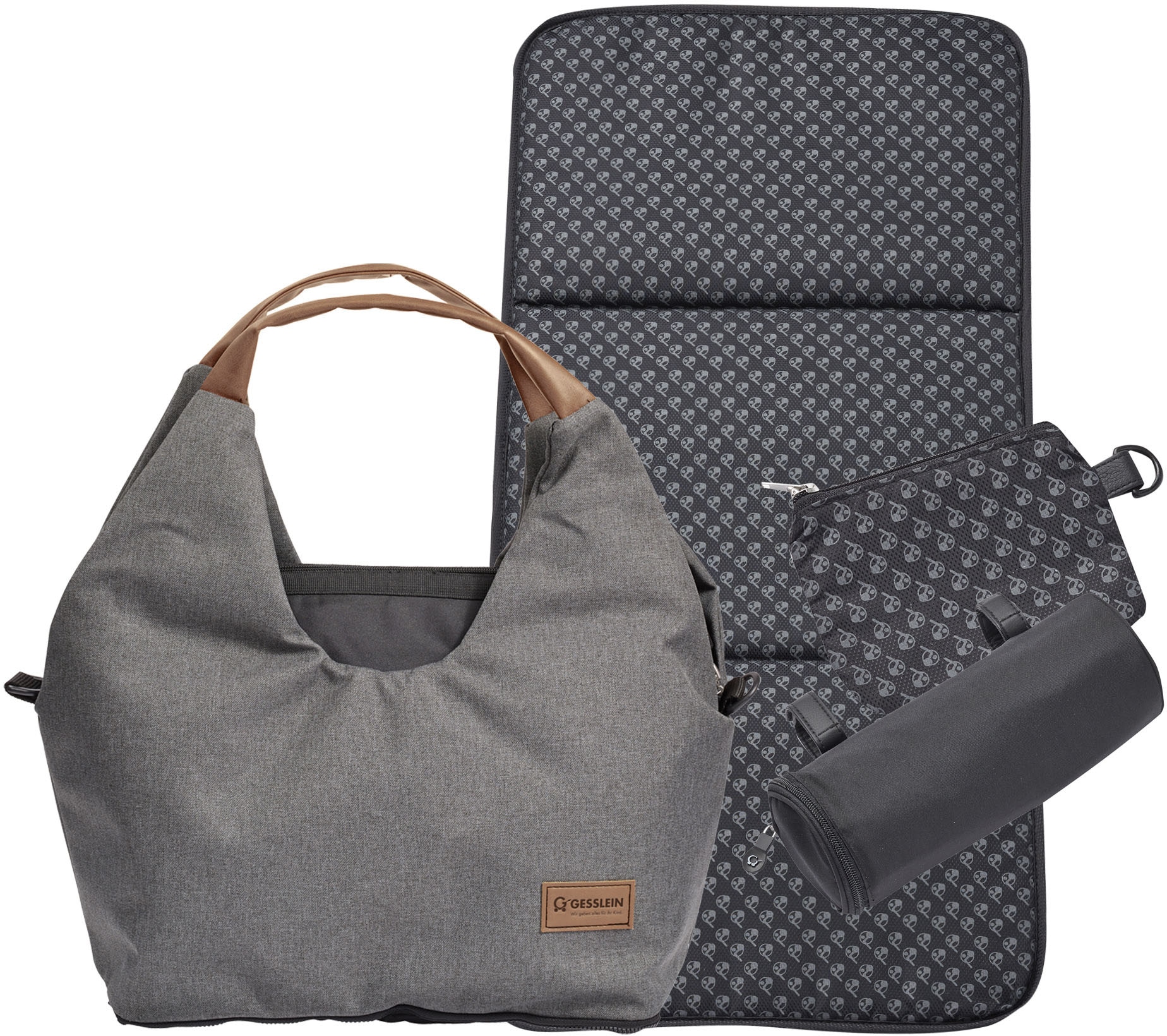 Gesslein Wickeltasche »N°5, marine/tabak«, mit Wickelauflage und Flaschenhalter, Made in Germany