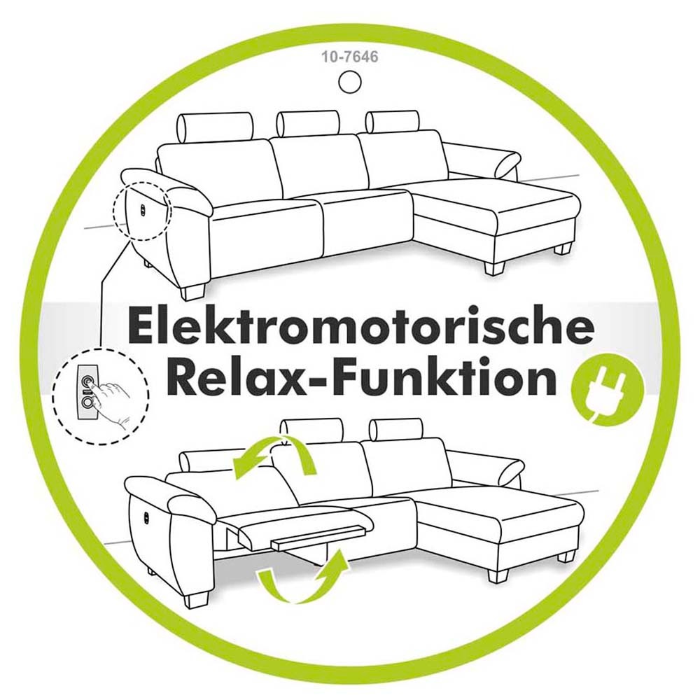 Jockenhöfer Gruppe Ecksofa »Doppio L-Form mit elektromotorischer Relaxfunktion und«, induktiver Lademöglichkeit + USB-A Ladeport, verstellbare Kopfstützen
