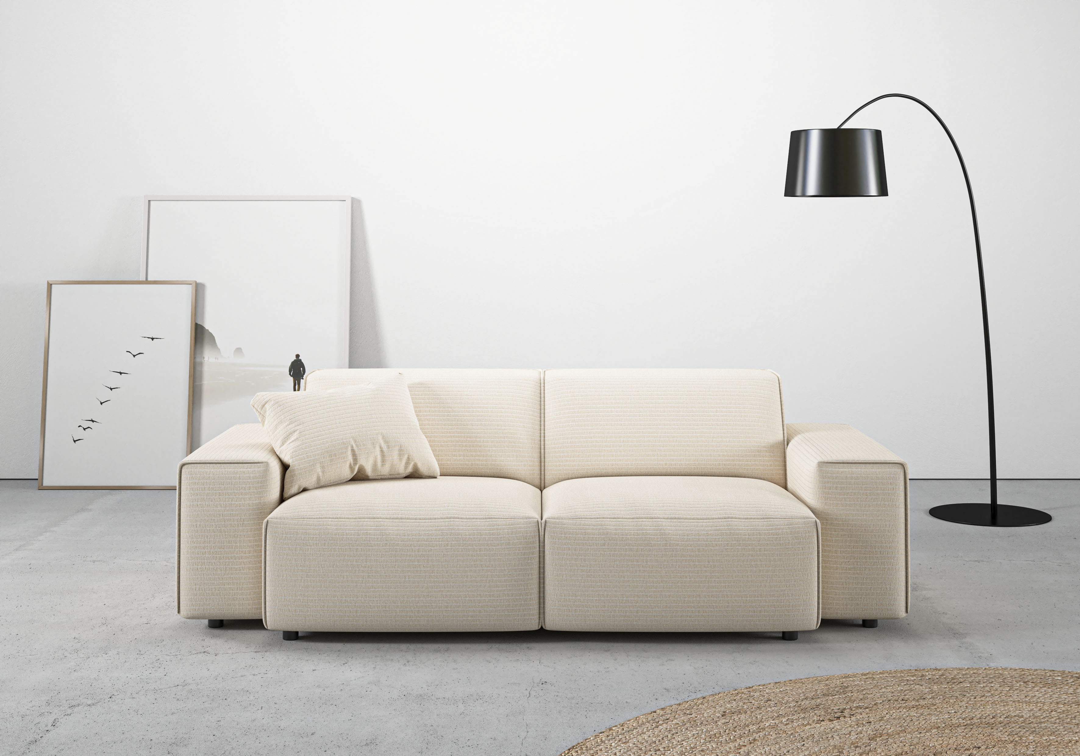 Home affaire 2,5-Sitzer "Glimminge auch in Breitcord, Feincord + Easy care-Bezug" besondere Kedernähte, Zierkissen
