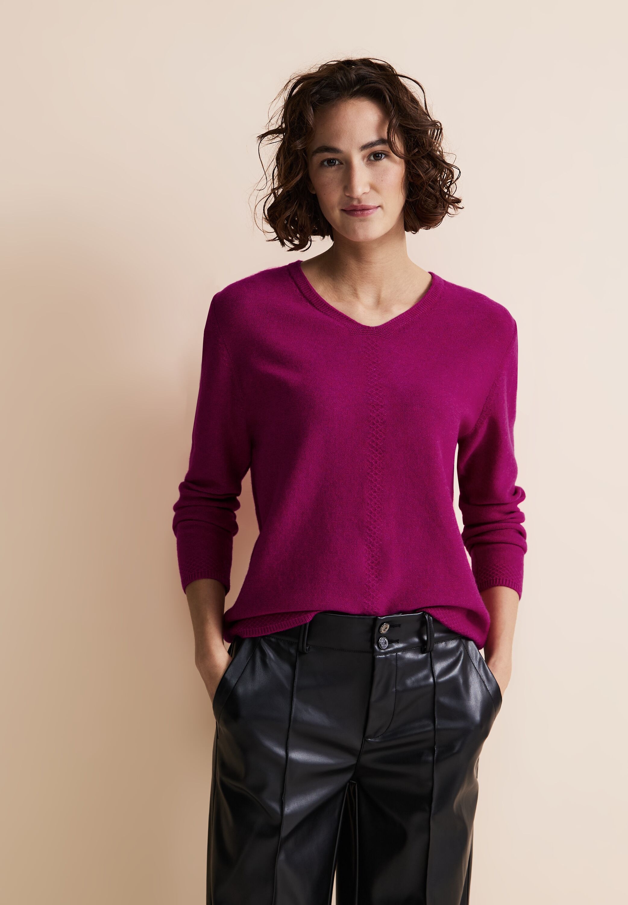 STREET ONE V-Ausschnitt-Pullover, in Melange Optik | BAUR kaufen