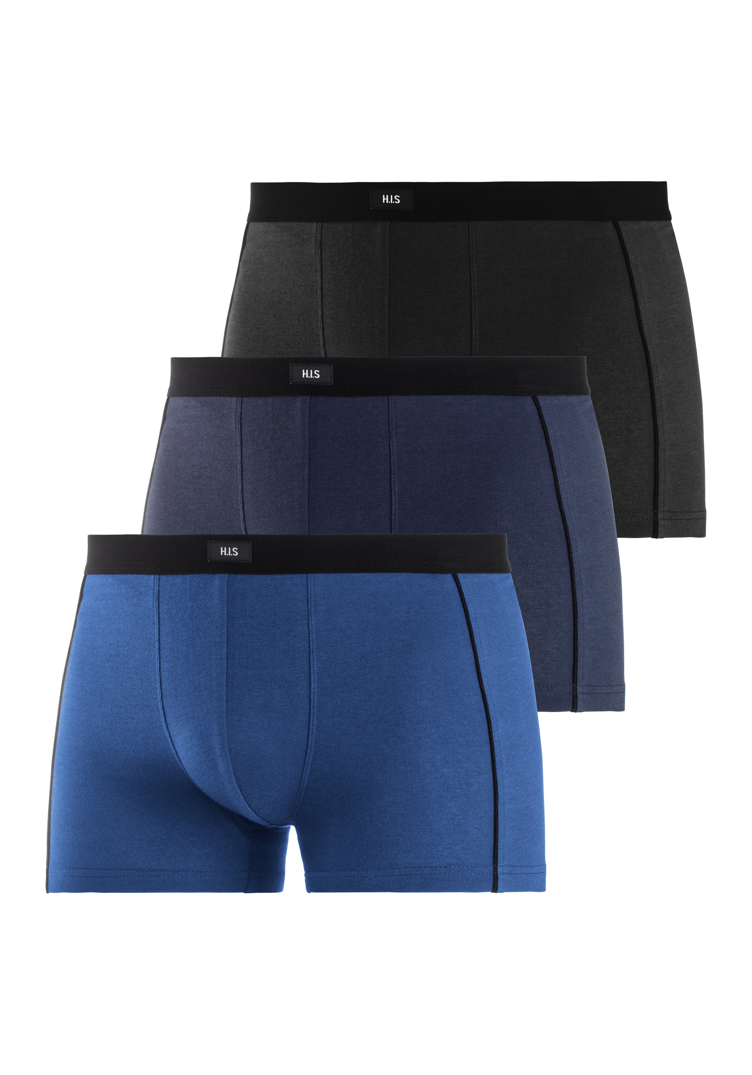 H.I.S Boxer "Boxershorts für Herren" Packung, 3 Stk. mit schmalen Piping an den Seiten