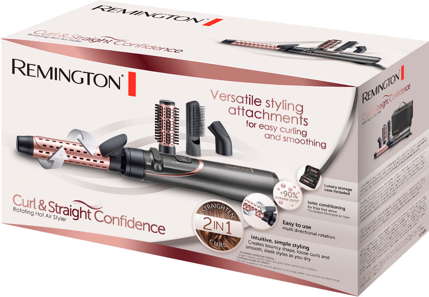 Remington Warmluftbürste »AS8606«, 4 Aufsätze}, Curl & Straight Confidence 3-in1 Ionen Styler