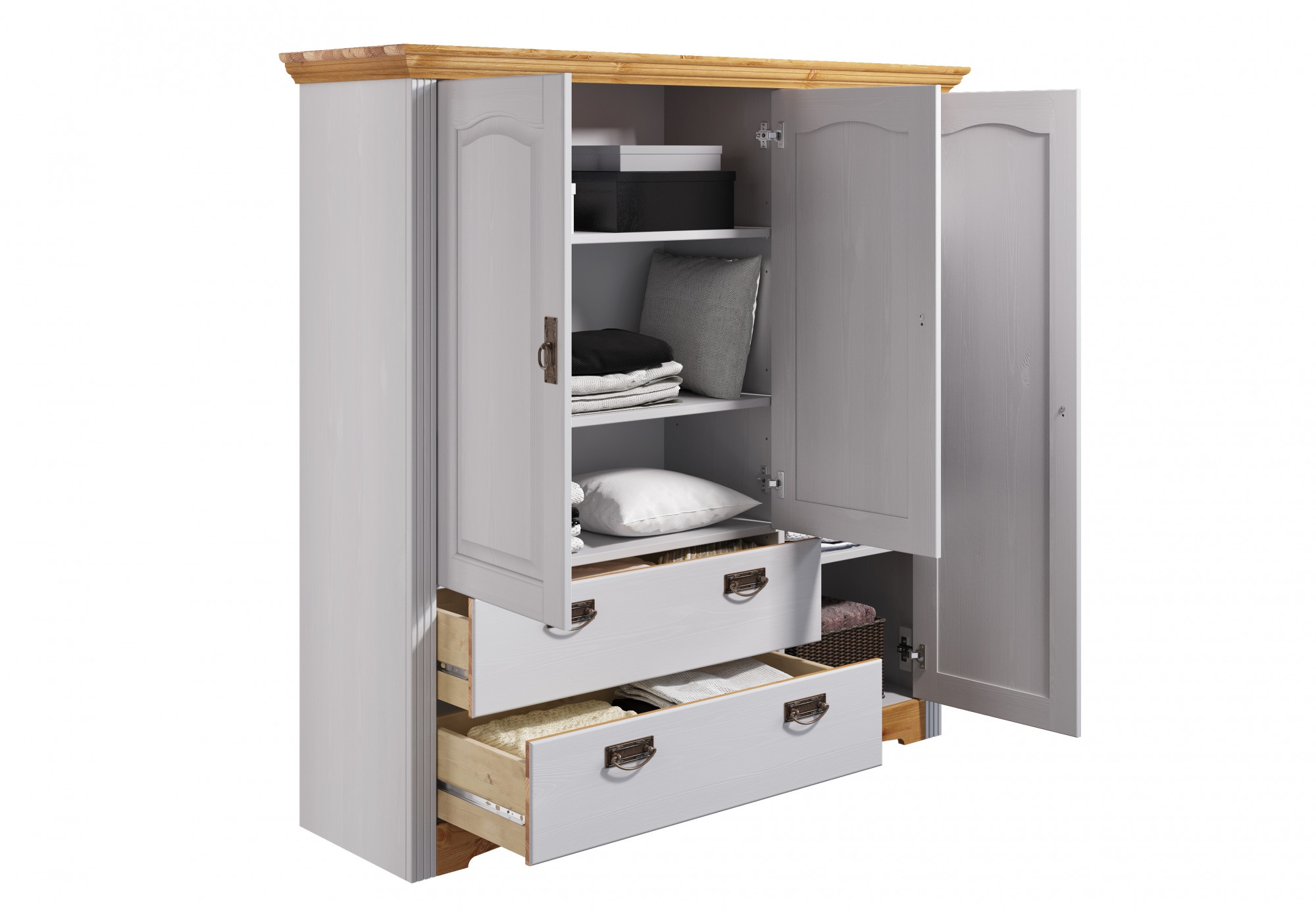 Home affaire Wäscheschrank »Konrad«, (2 Breiten: 94/133 cm H/T ca. 132/39 cm), aus massiver Kiefer, mit viel Stauraum
