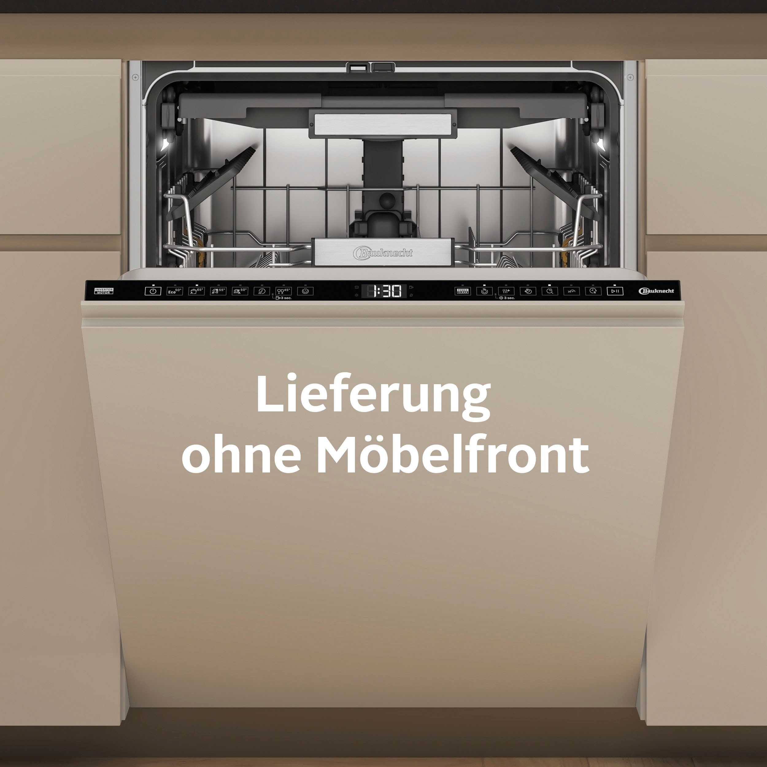 BAUKNECHT vollintegrierbarer Geschirrspüler "B7I HF60 TUC" 15 Maßgedecke MaxiSpace – bietet Platz für große Pizzateller mit 32 cm Durchmesser