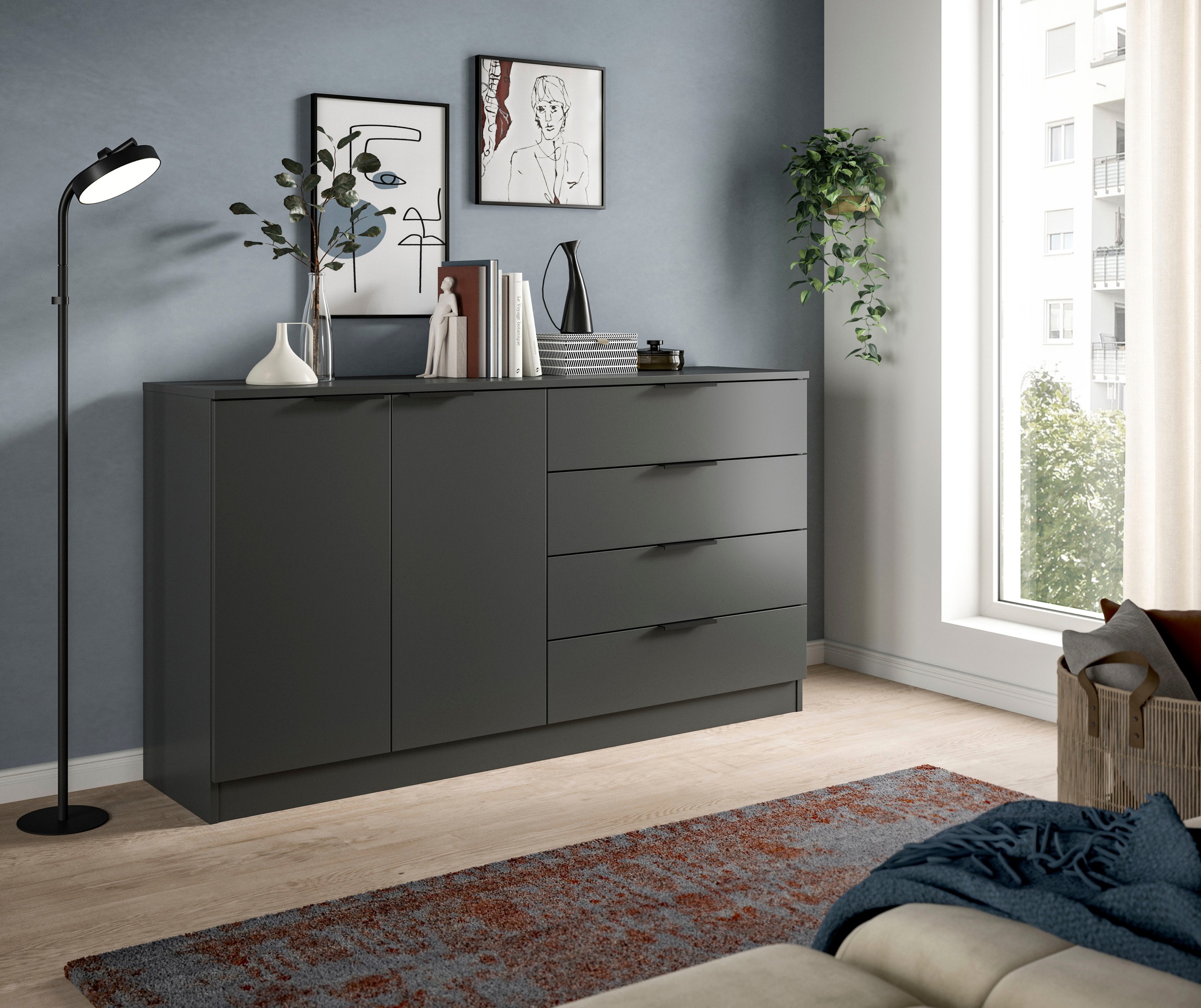 Home affaire Sideboard "SKARDE, Breite 148 cm, 4 Schubkästen, 2 Türen, viel günstig online kaufen