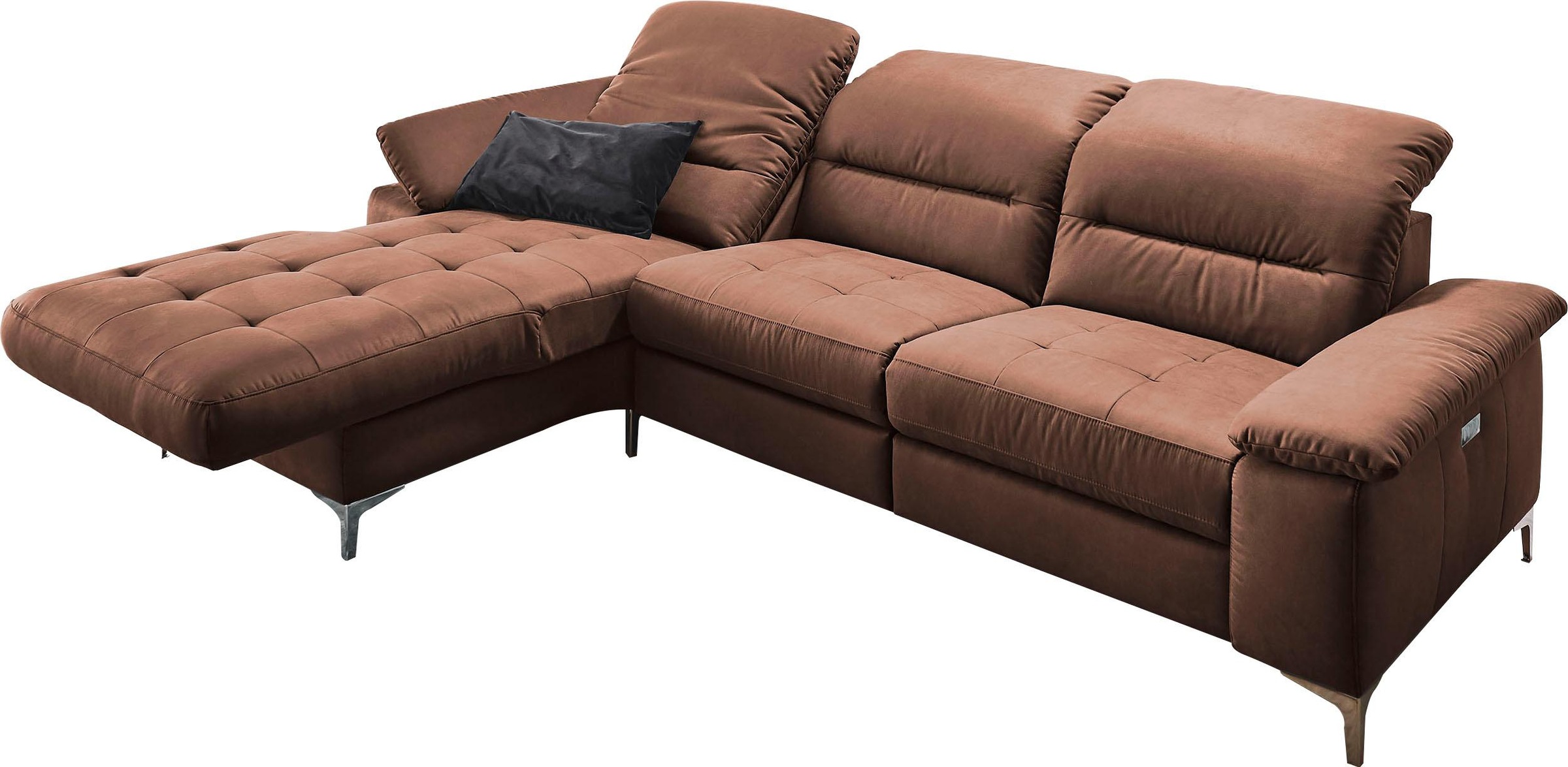 Places of Style Ecksofa »Basel L-Form«, mit vollmotorischer Relaxfunktion und motorischer Recamiere