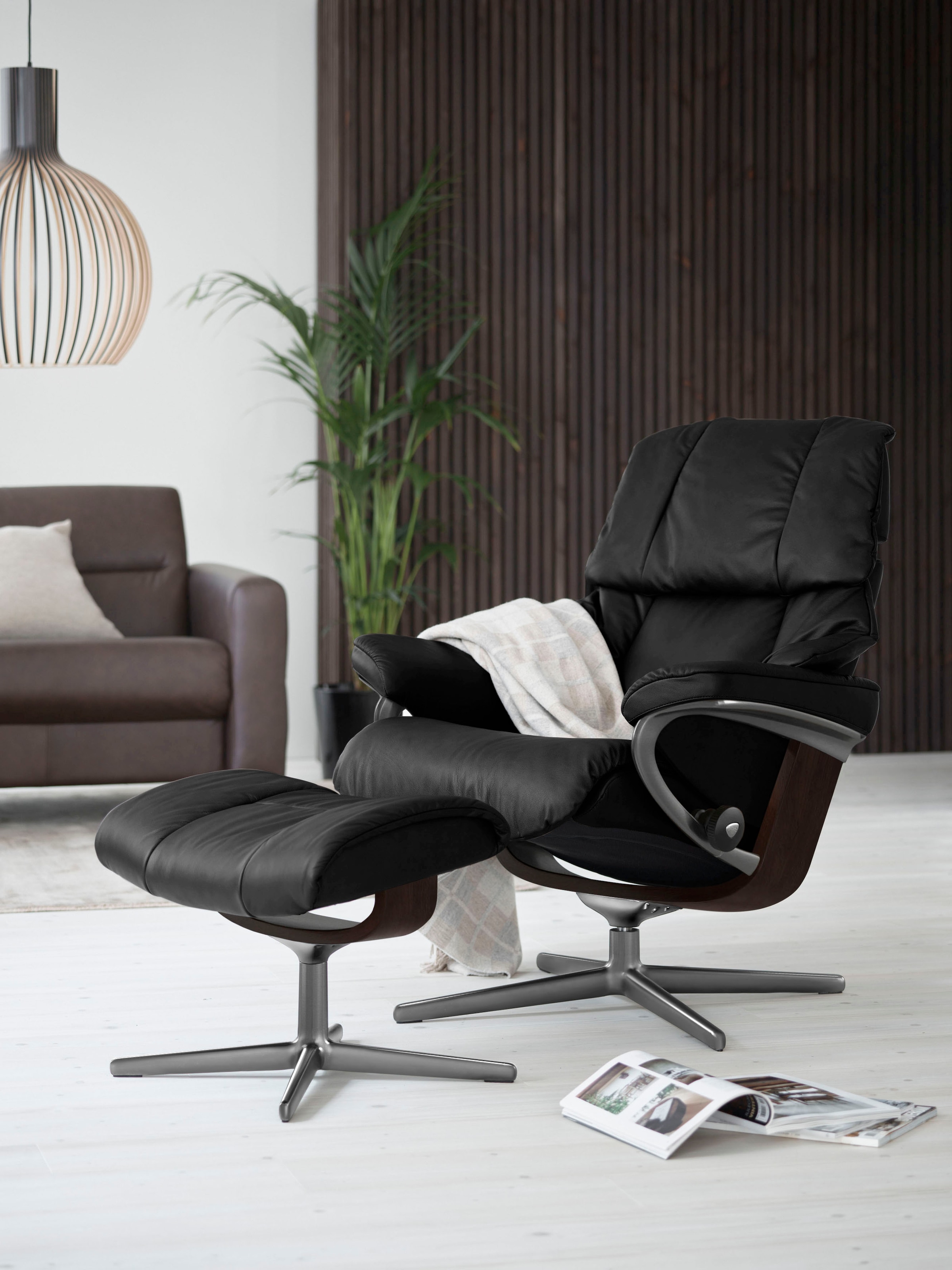 Stressless Fußhocker "Reno", mit Cross Base, Größe S, M & L, Holzakzent Braun