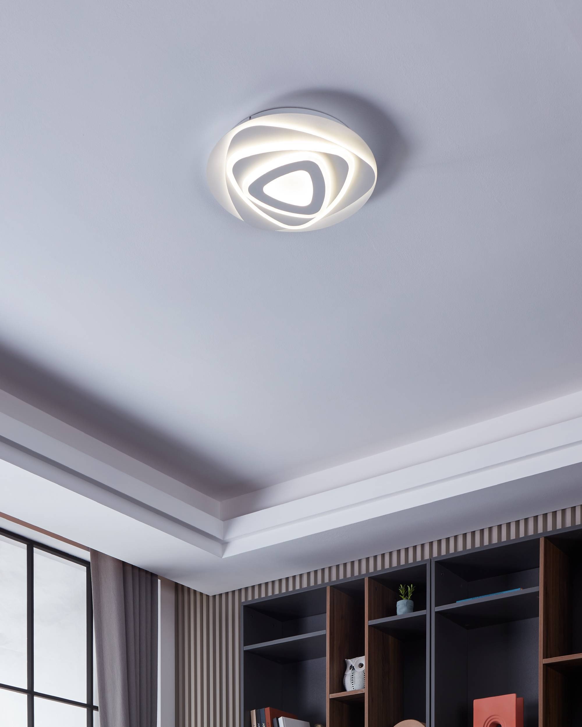 EGLO Deckenleuchte »Palagiano Deckenlampe, Deckenbeleuchtung aus Kunststoff, Flurlampe« LED-Modul 1 Stk. Neutralweiß Wand-/Deckenleuchte - H5,5 x Ø38 cm - weiß - 21W inkl.