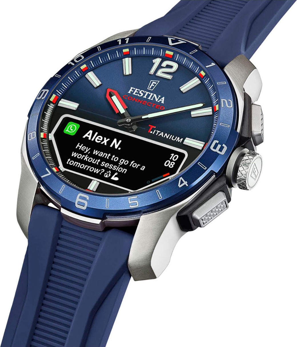 Festina Smartwatch »Connected D«, Armbanduhr, Herrenuhr, Titan, Silikonarmband)