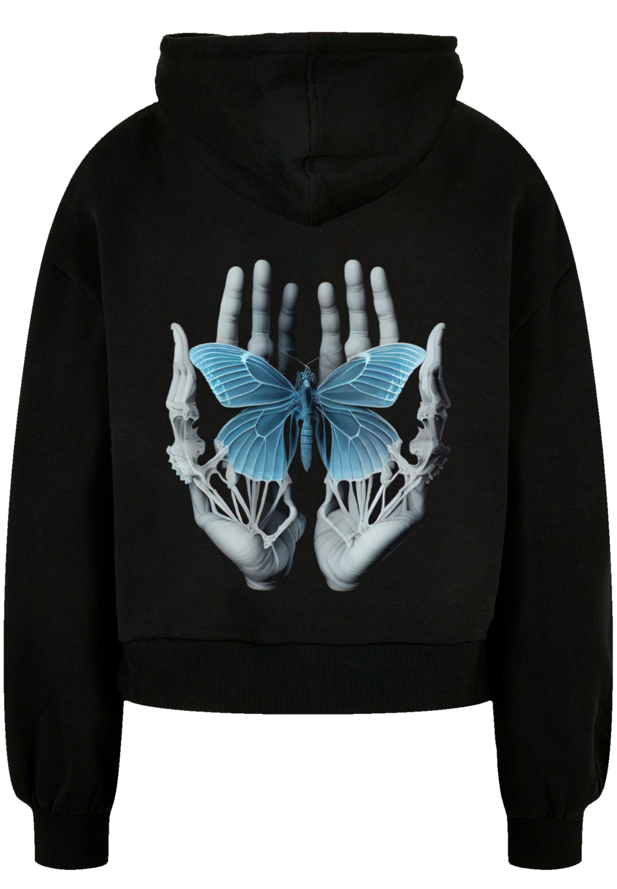 F4NT4STIC Kapuzenpullover »Skelett Hand Schmetterling«, Print