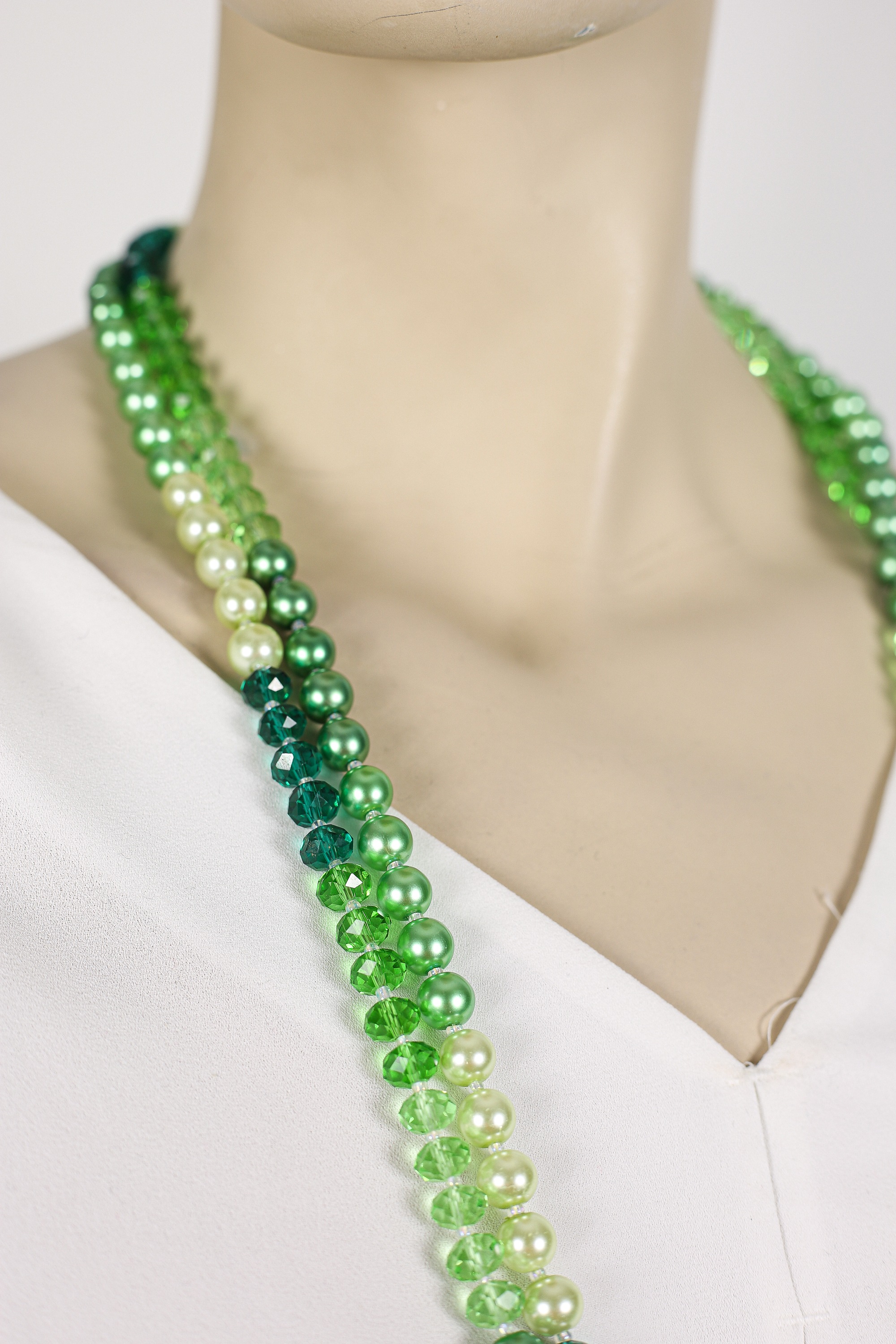 Lange Kette "Pearl", Damen, Gr. onesize, Glas, grün, COLLEZIONE ALESSANDRO, Basic, Halsketten, aus unterschiedlichen Glasperlen 2