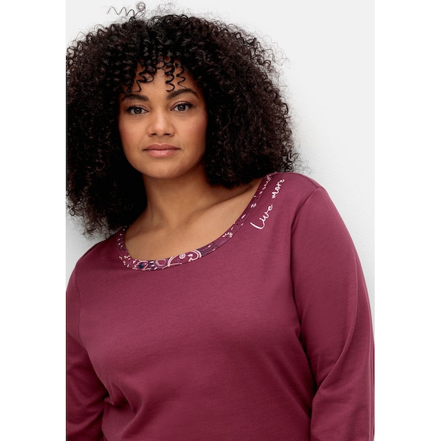 sheego by Joe Browns Langarmshirt »Große Größen«, mit Stickerei und  Zierbändern hinten für kaufen | BAUR