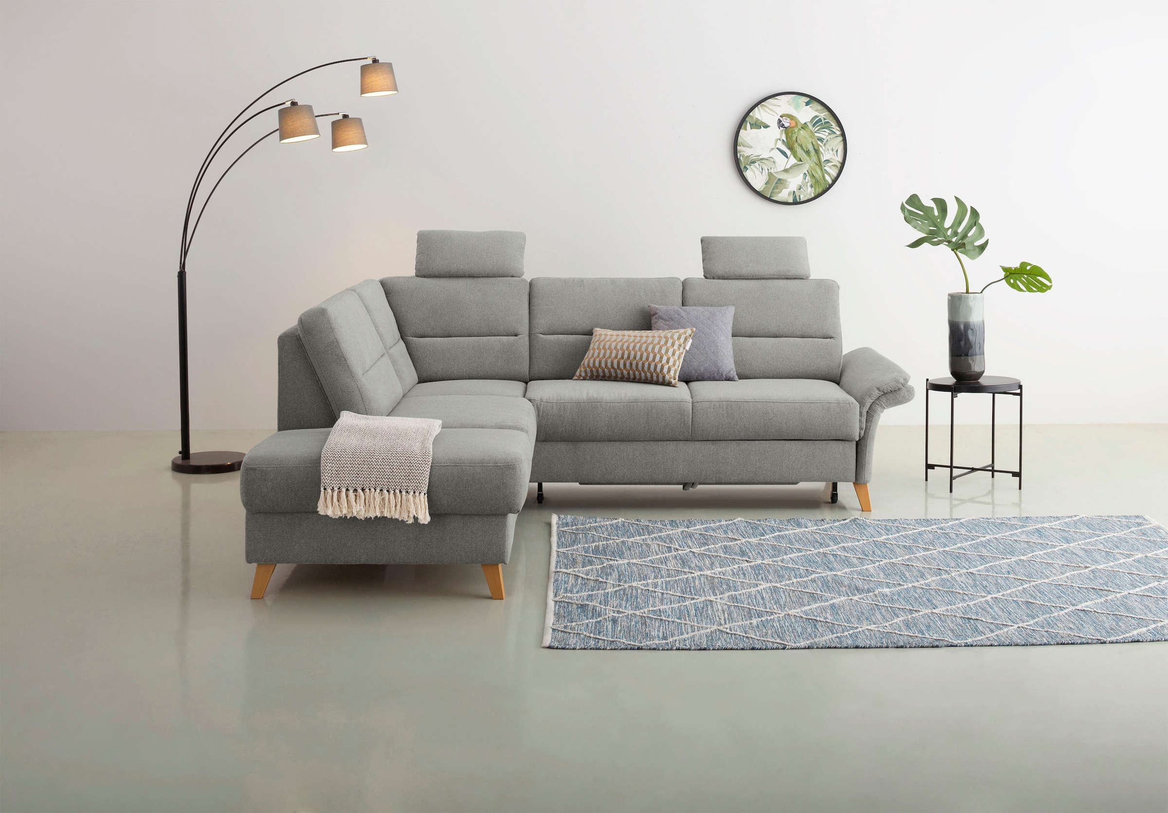 OTTO home Ecksofa "Westerland L-Form" Federkern-Polsterung, wahlweise mit Schlaffunktion, Bettkasten