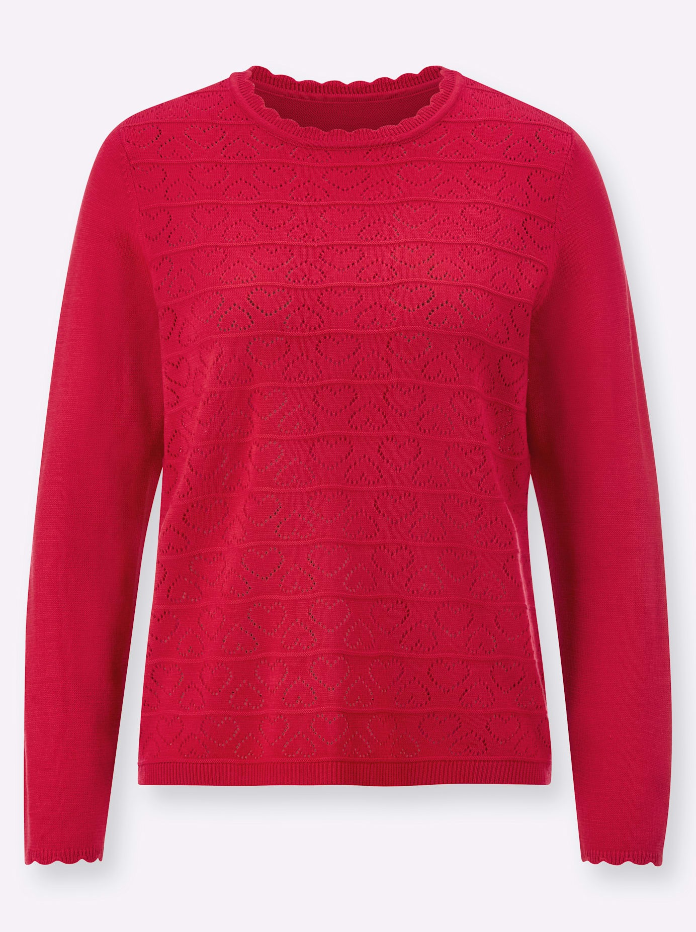Strickpullover CLASSIC BASICS "Ajour-Pullover", Damen, Gr. 38, lila (erdbeere), 100% Polyacryl, unifarben, Pullover Strickpullover 3