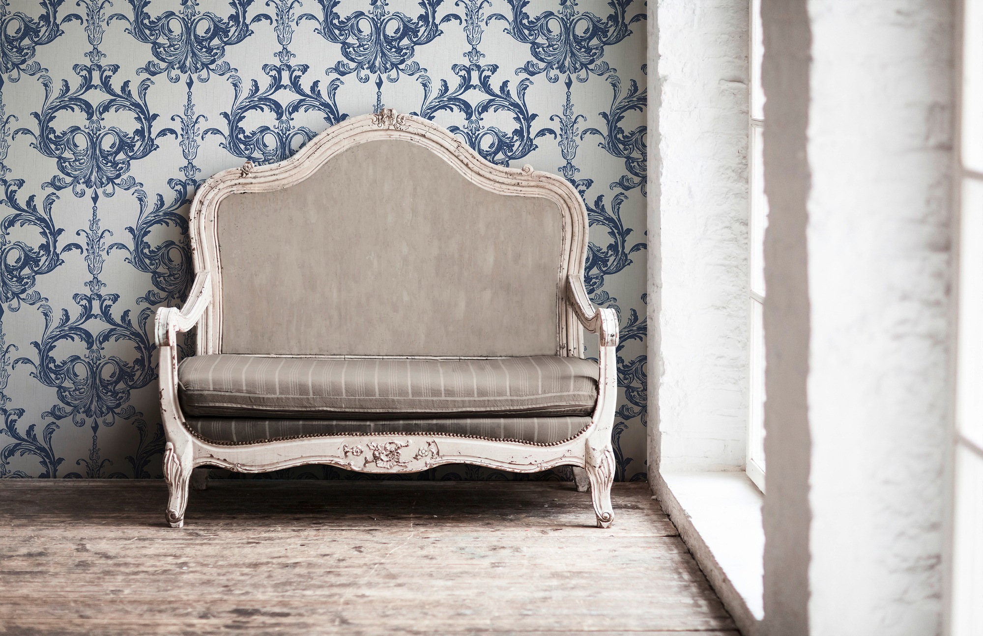 Architects Paper Textiltapete »Tessuto«, Barock-ornamental-gemustert, Tapete Streifen Tapeten Wohnzimmer Schlafzimmer Küche modern Design