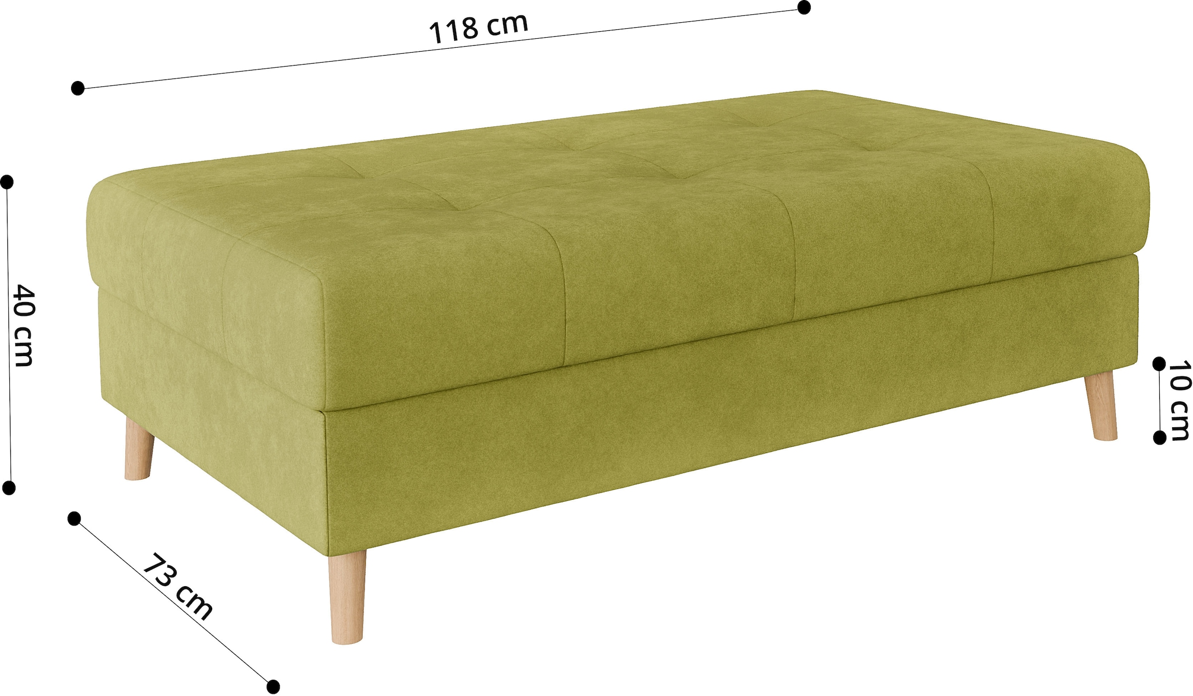Home affaire Polsterhocker »CHARRE XXL, Steppung im Sitzbereich, Maße: B/T/H: 118/73/40 cm«, passend zur Serie CHARRE, auch in Cord und Bouclé