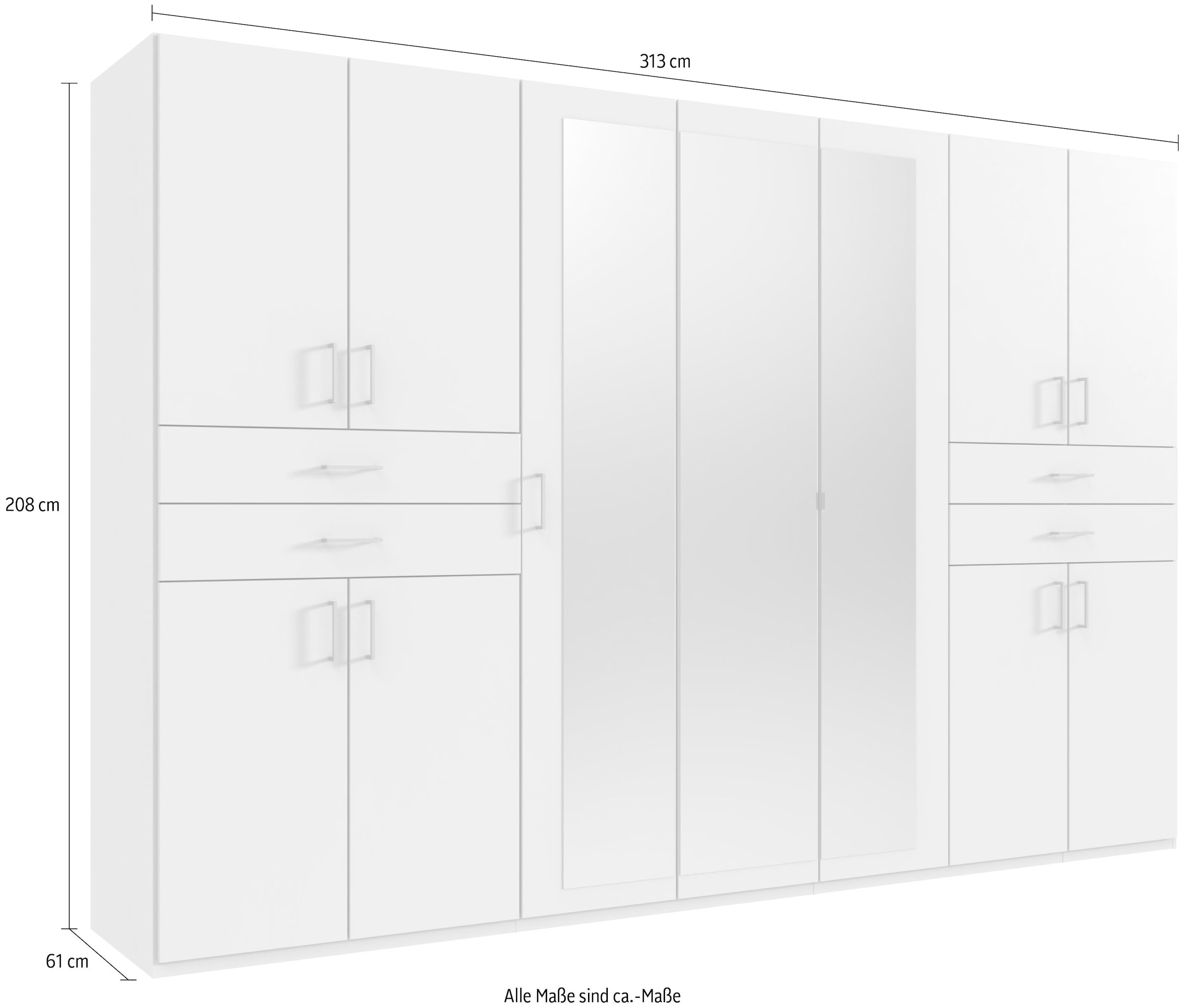 Wimex Kleiderschrank »Taiga Kleiderschrank mit Spiegel Topseller« mit Schubladen auf bequemer Höhe, Garderobe Schlafzimmerschrank