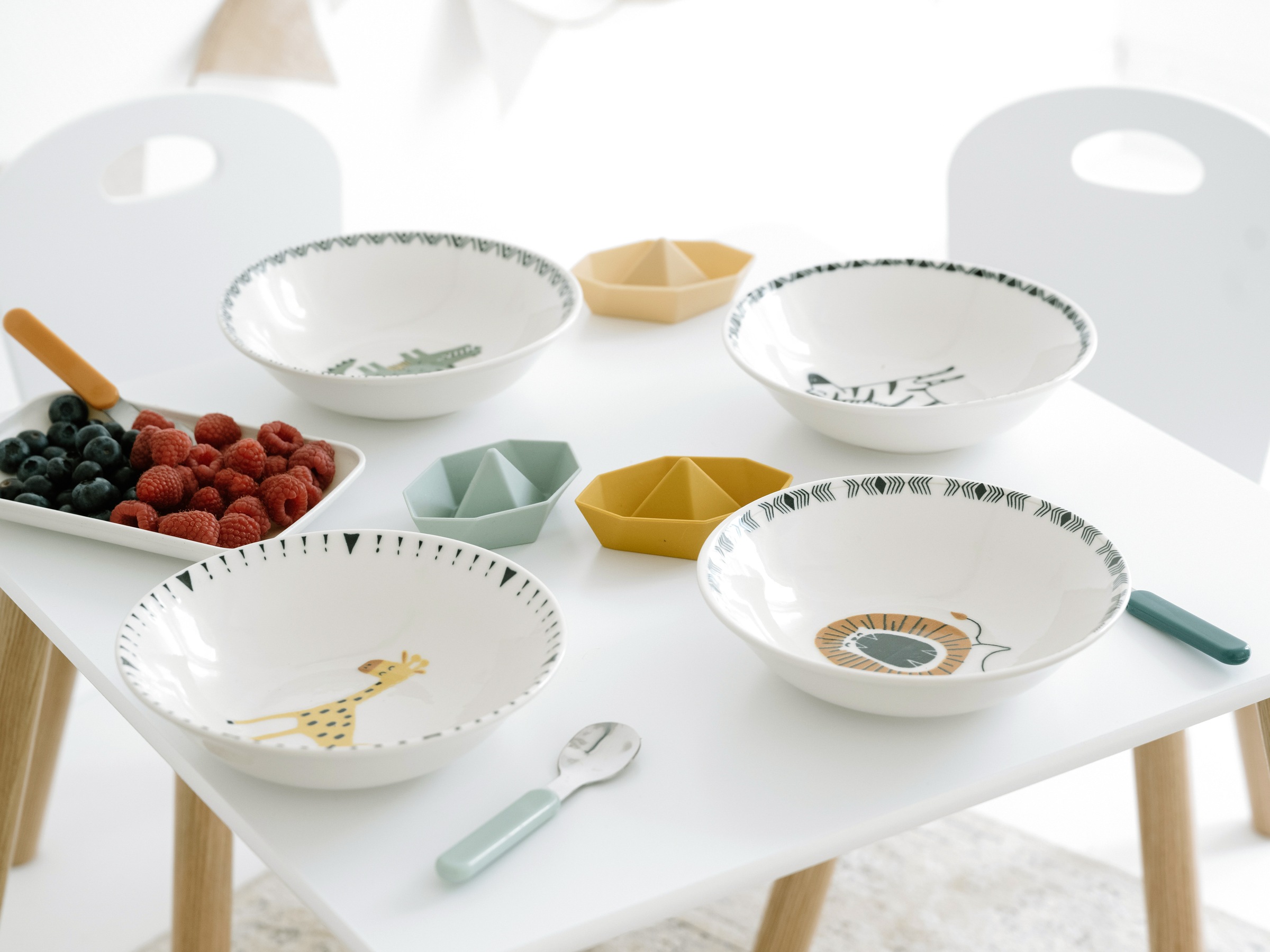 CreaTable Müslischale »Safari, Schale 18,5 cm, 4-tlg.« 4 aus Steinzeug Unregelmäßig gefärbter Rand, Unikat