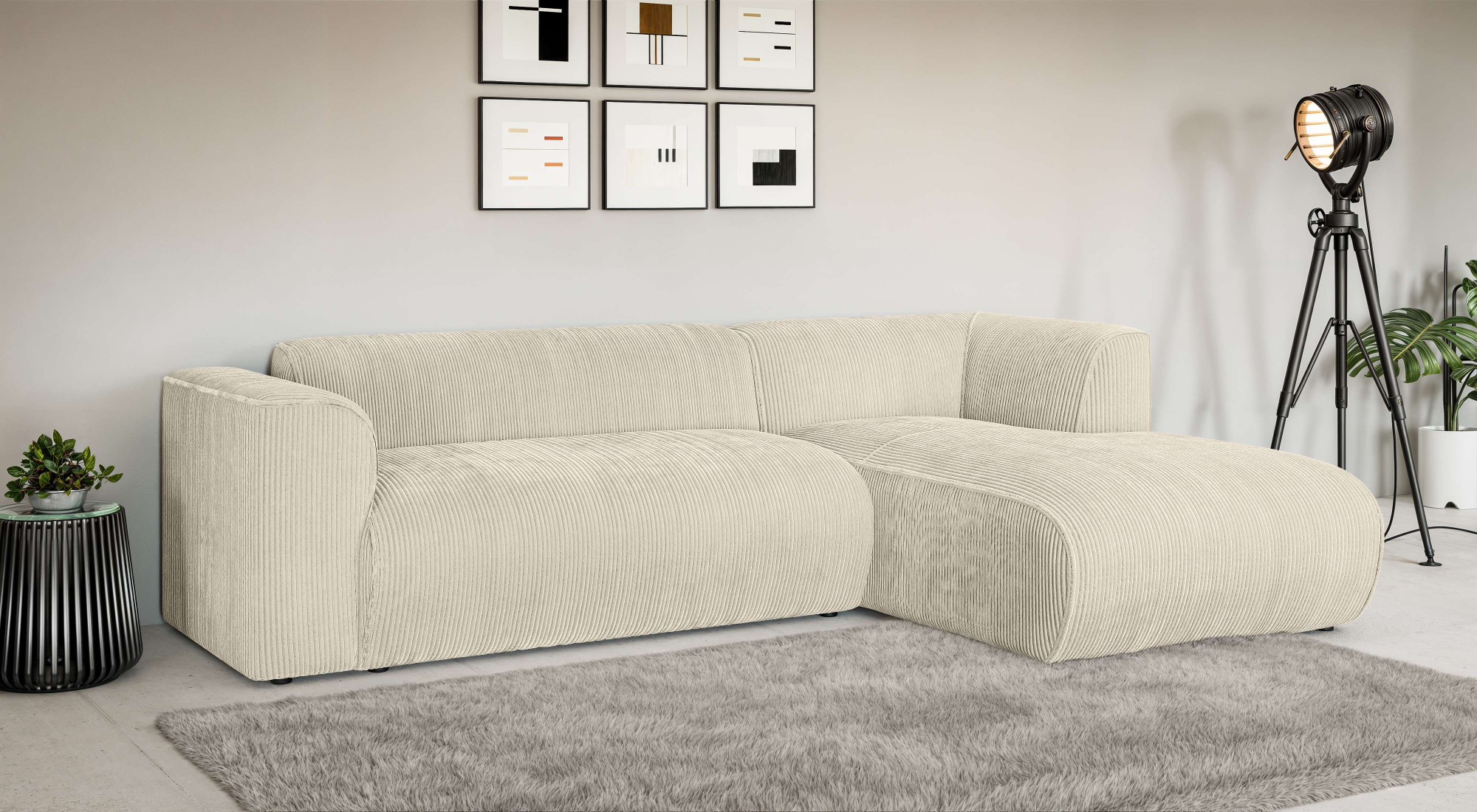 Home affaire Ecksofa "GENTON L-Form (257 cm), zeitlos & stilvolles Design," Aufwendig gepolstert, in Cord, Chenille und Struktur