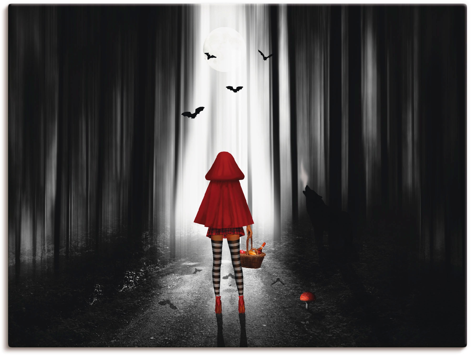 Artland Wandbild »Das auf Dark Rotkäppchen | BAUR High Leinwandbild, Größen St.), als Heels«, Fantasy, Outdoorbild, Poster (1 Alubild, verschied. in