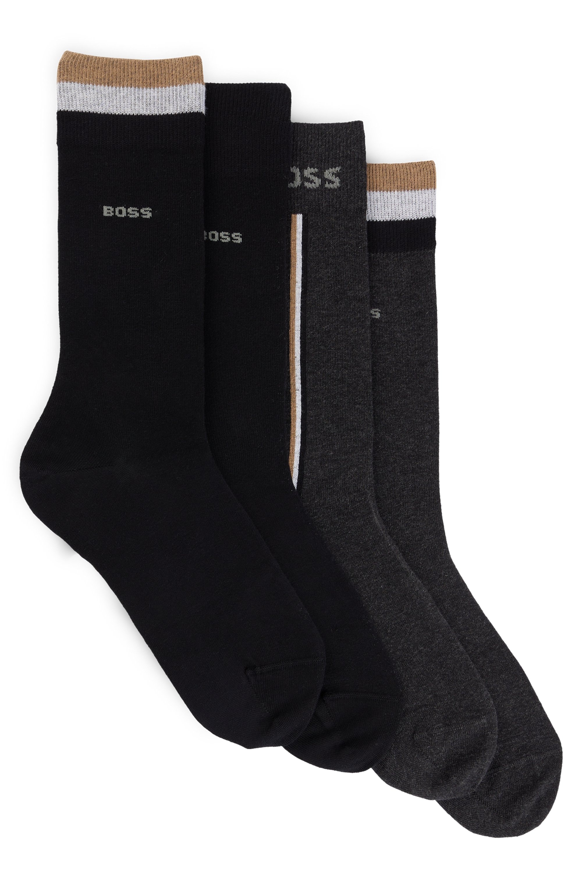 BOSS Businesssocken "4P RS Gift Iconic", (Packung, 4 Paar), mit Kontraststreifen