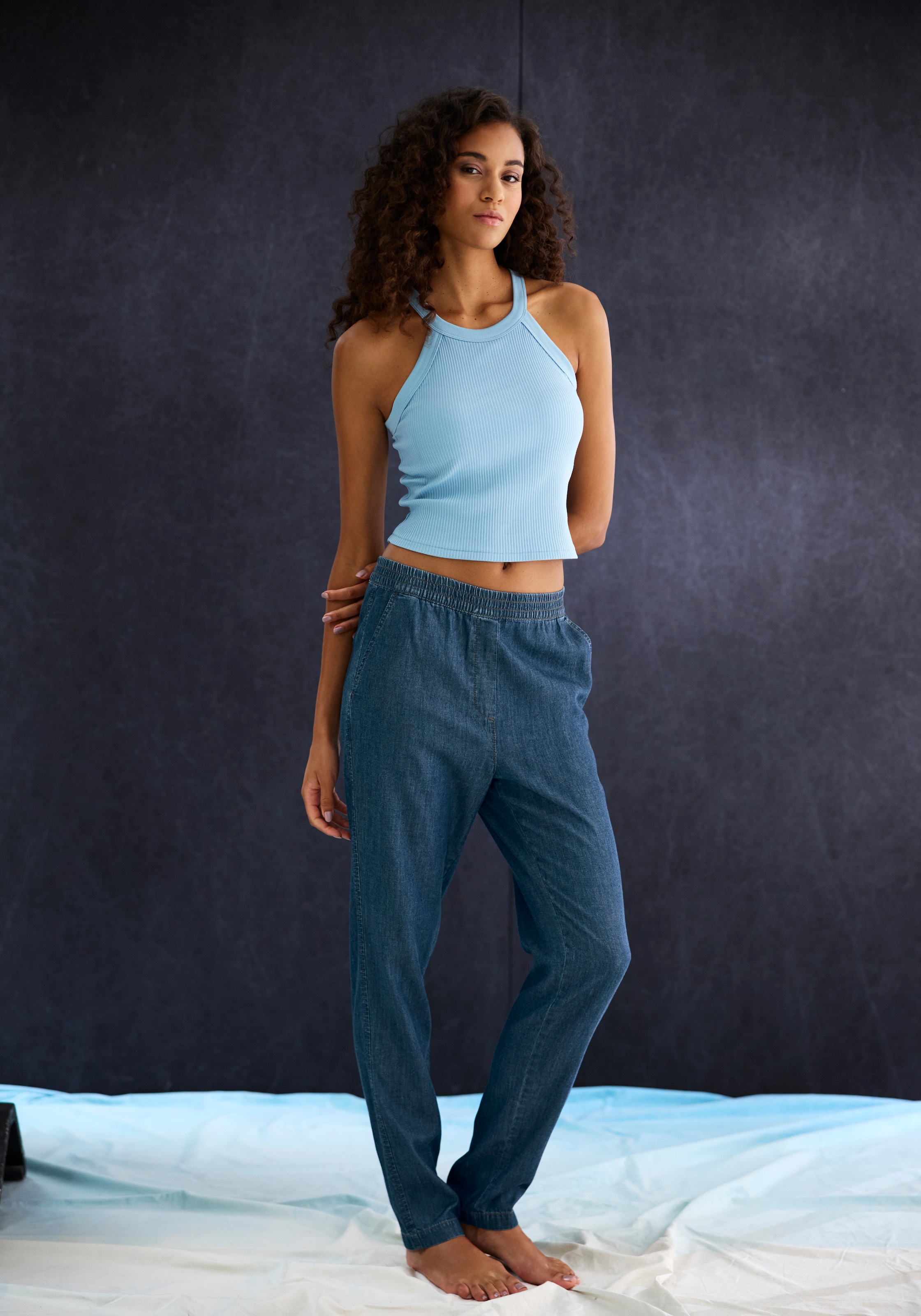 H.I.S Jogger Pants  gerade geschnitten, in Denim Optik