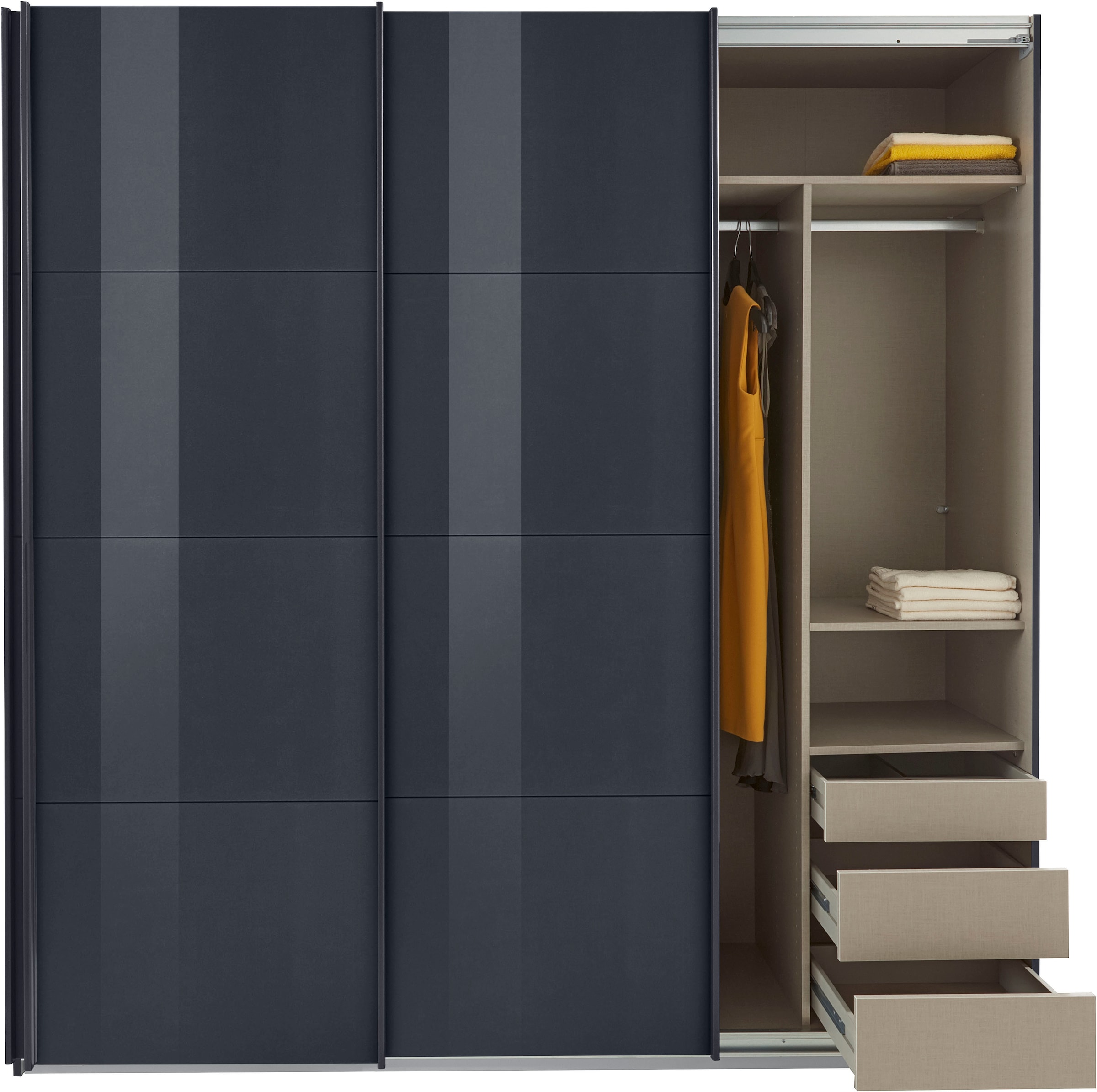 rauch Schwebetürenschrank »Kleiderschrank Schrank Garderobe TOPSELLER OTELI inkl. Inneneinteilung«, mit 3 Innenschubladen sowie zusätzlichen Einlegeböden MADE IN GERMANY
