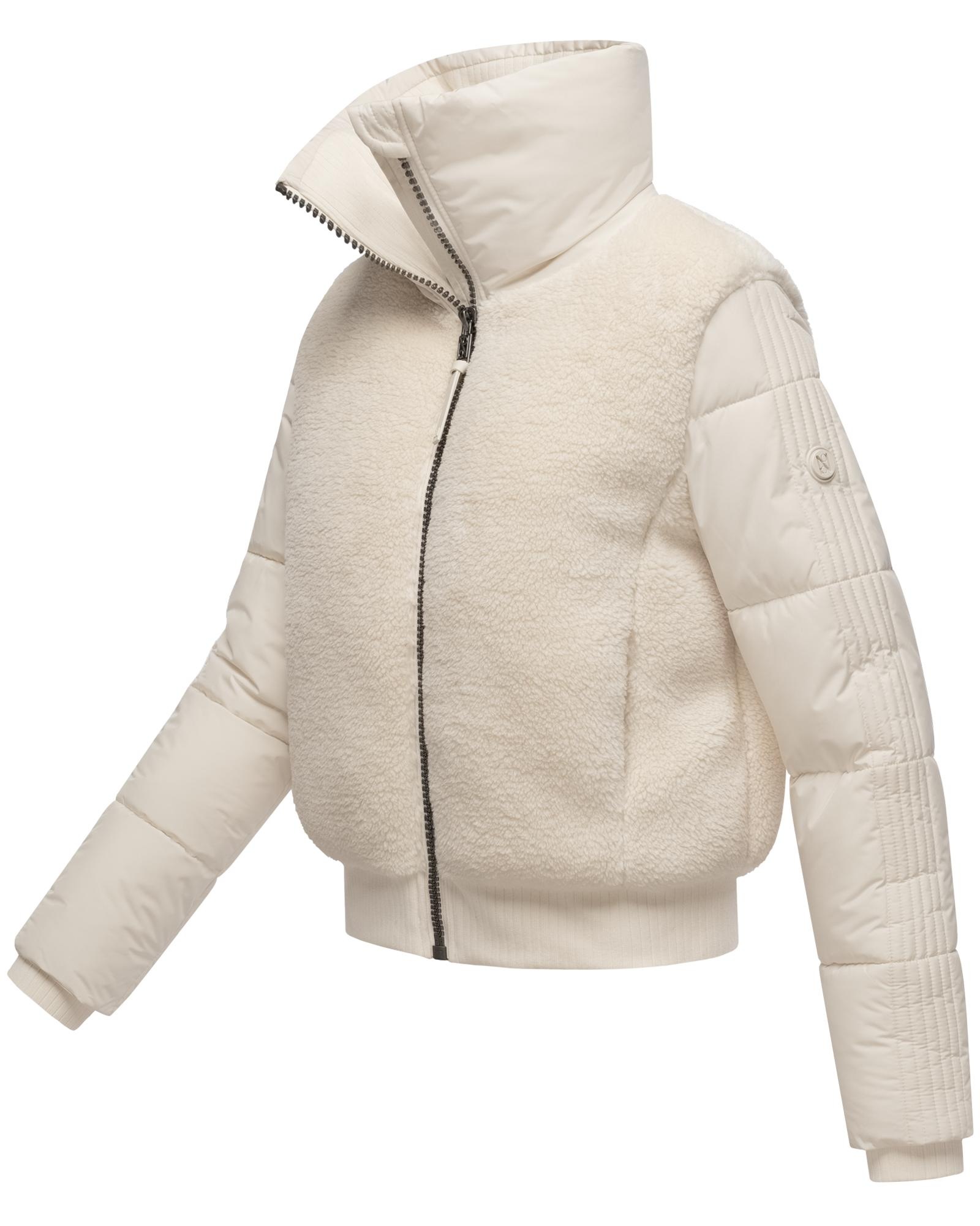 Navahoo Plüschjacke »Teddyzone 14«, ohne Kapuze, Teddy-Fleece Jacke mit hohem Kragen
