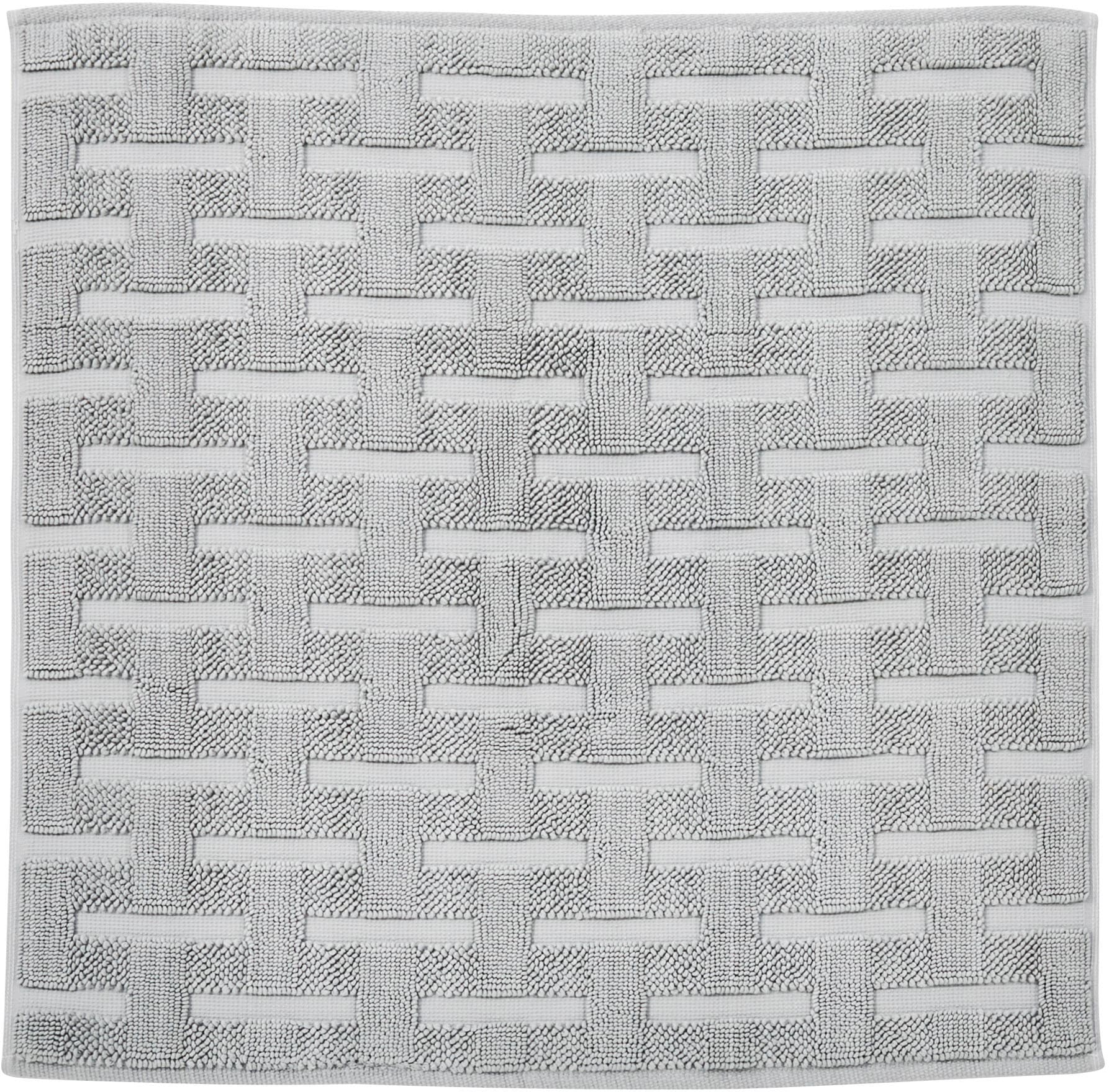 Badematte DONE., H:10mm, silber, Baumwolle, Badematten, "Delia", Badteppich, Uni-Farben, Hoch-Tief Effekt, reine Baumwolle, waschbar