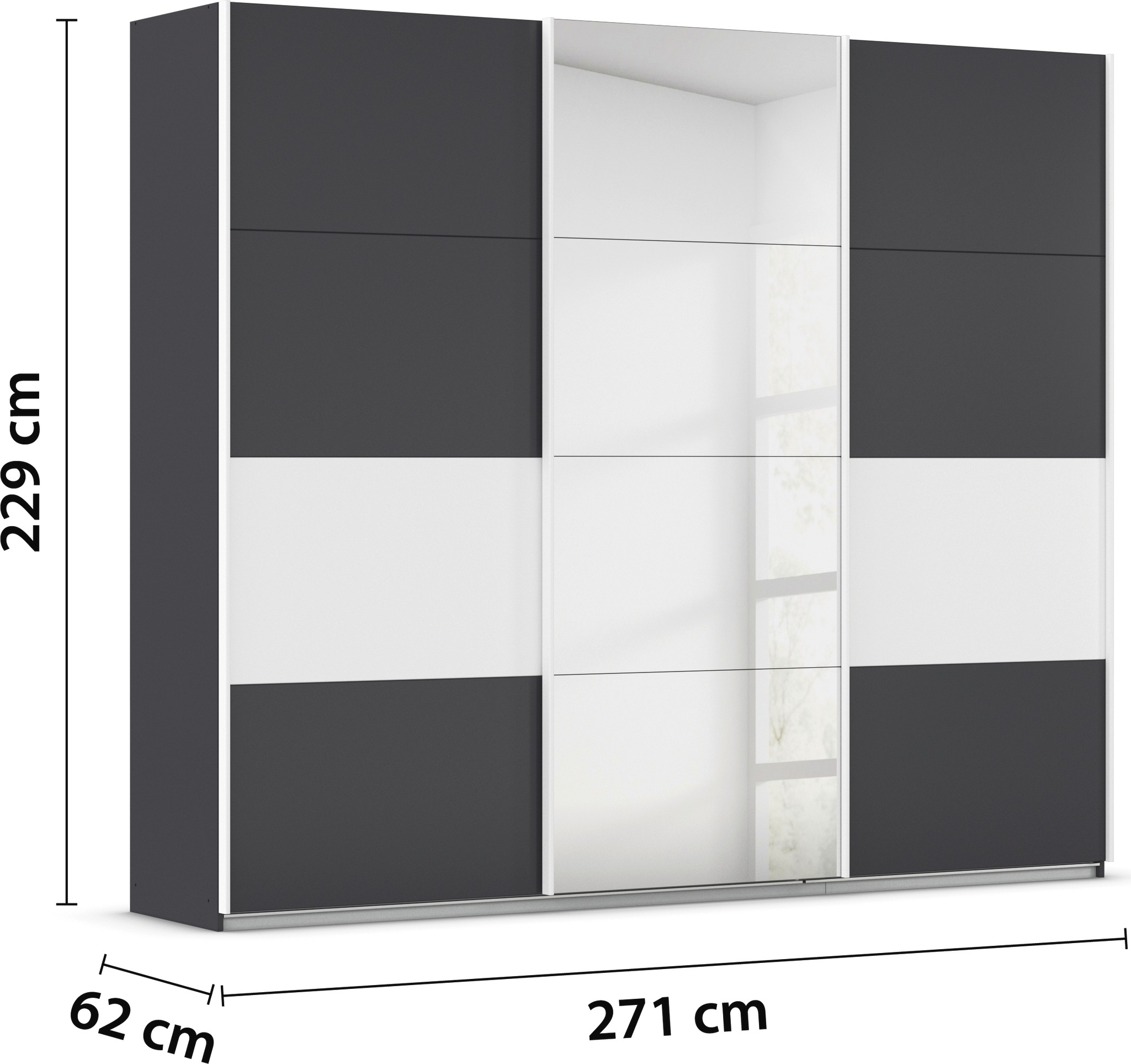 rauch Schwebetürenschrank »Schwebetürenschrank Kleiderschrank Schrank Garderobe CORTONA«, inkl. Inneneinteilung, 2 Stoffboxen und zusätzlichen Einlegeböden