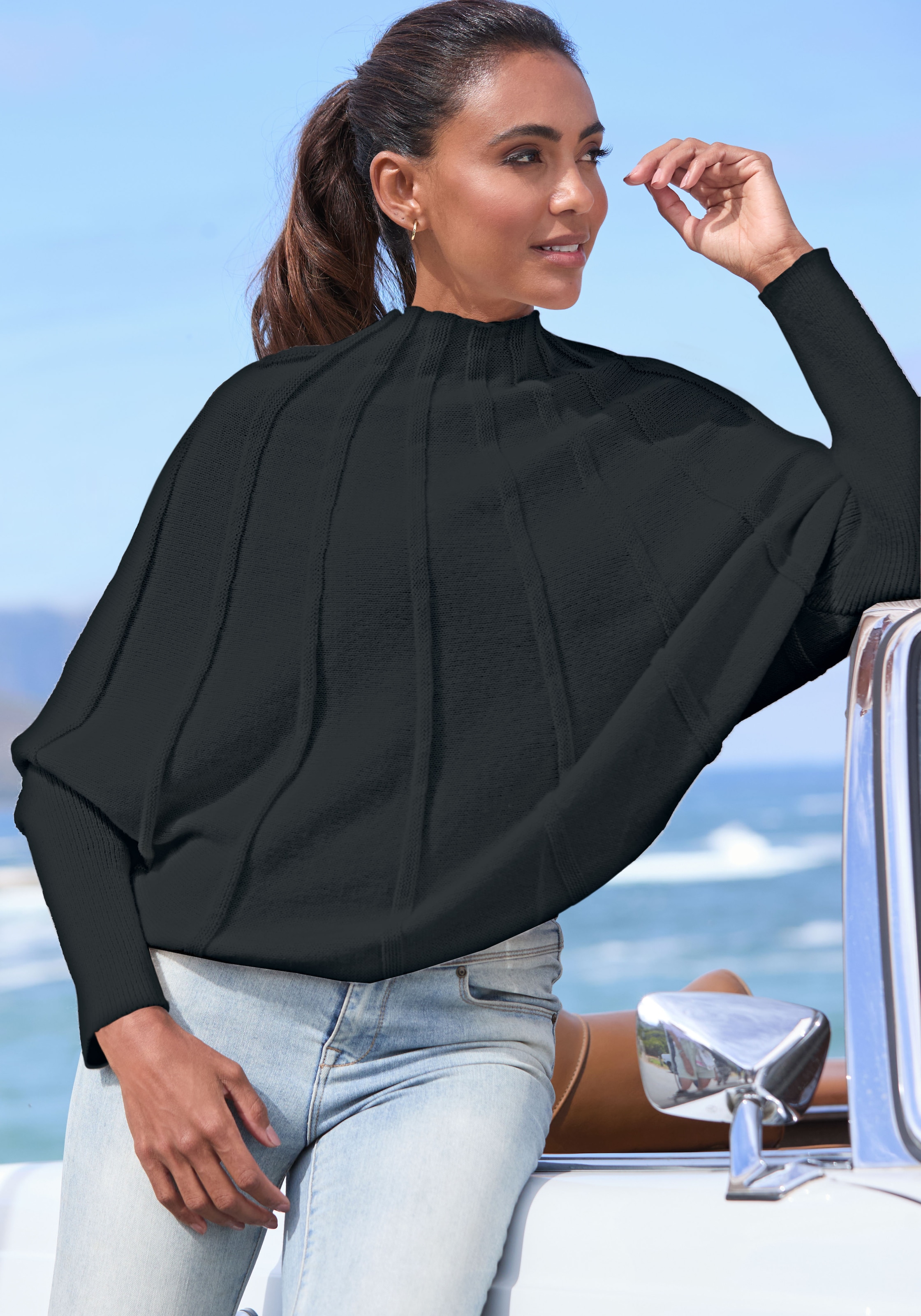 LASCANA Strickpullover, mit Fledermausärmeln, modischer Damenpullover günstig online kaufen