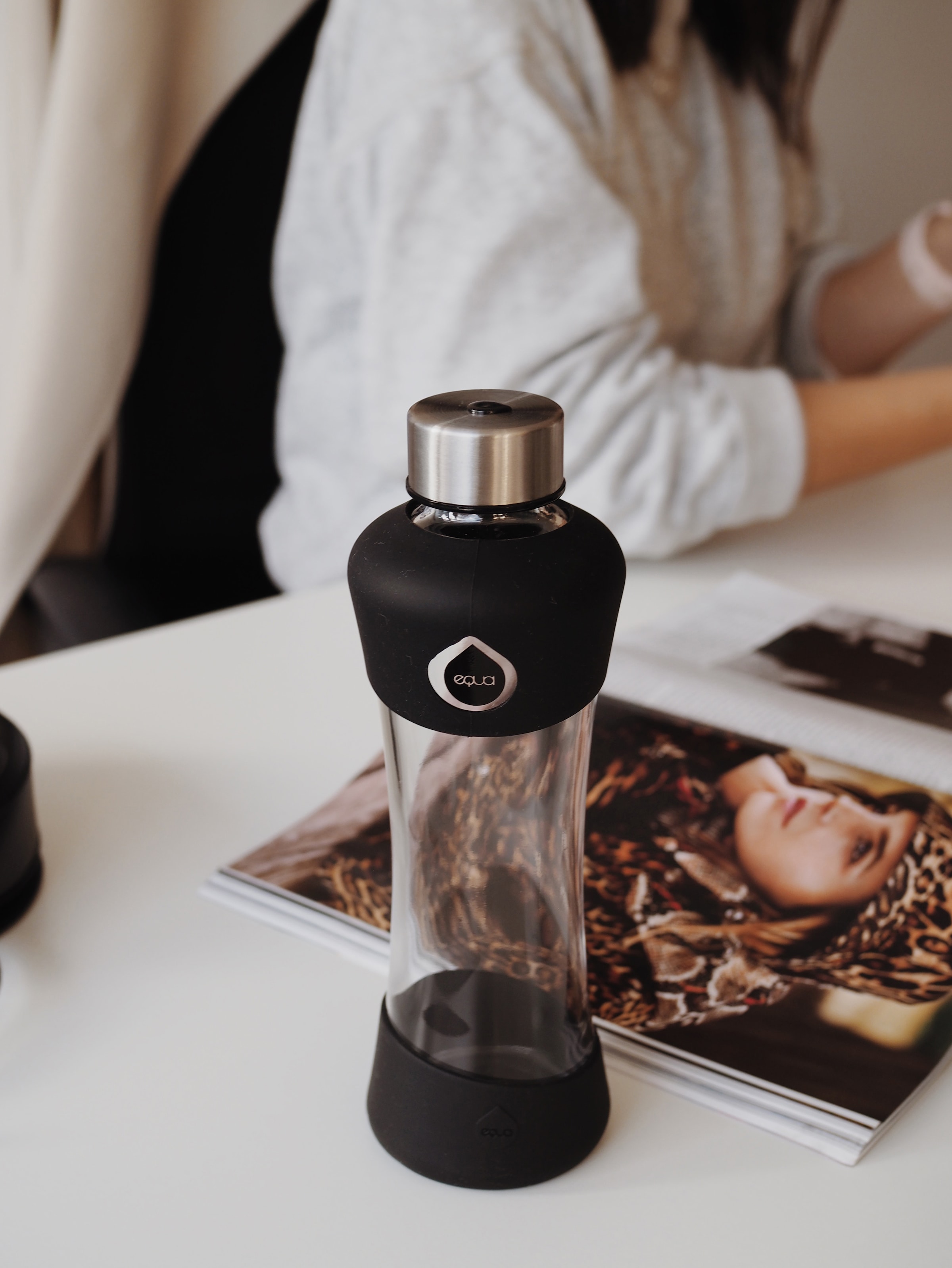 equa Trinkflasche »Active black«, Borosilikatglas, ideal für Freizeitaktivitäten, 550 ml