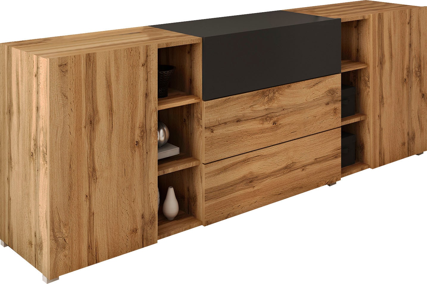 INOSIGN Sideboard "BERLIN", Moderne grifflose Kommode Breite 190 cm, offene Fächern/ Schubladen