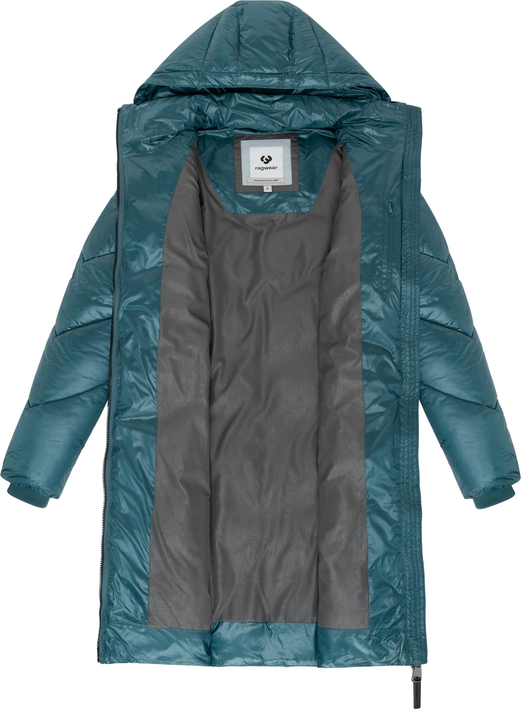 Ragwear Wintermantel »Rebelka Shiny«, Glänzender Winter Steppmantel mit Kapuze