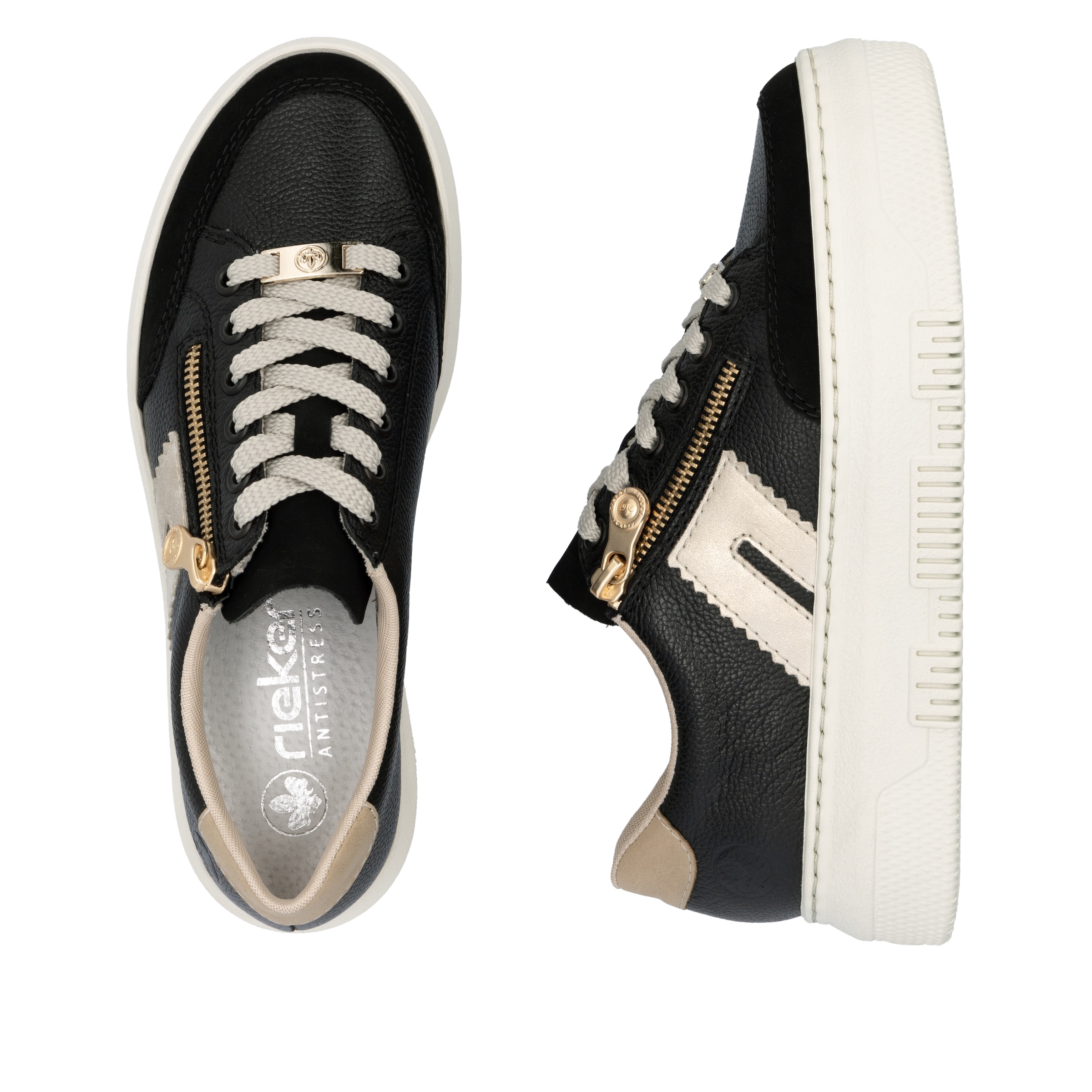 Rieker Plateausneaker, Schnürschuh, Halbschuh, Freizeitschuh mit seitlichem Reißverschluss