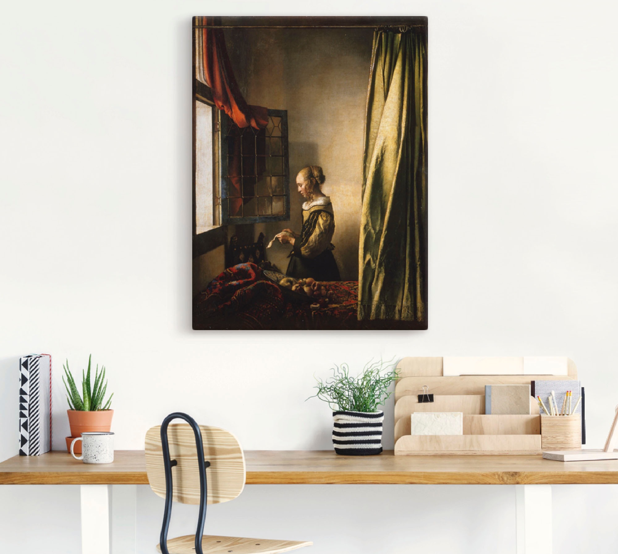 Artland Wandbild »Briefleserin am offenen Fenster. Um 1658«, Frau, (1 St.), als Leinwandbild, Poster, Wandaufkleber in verschied. Größen