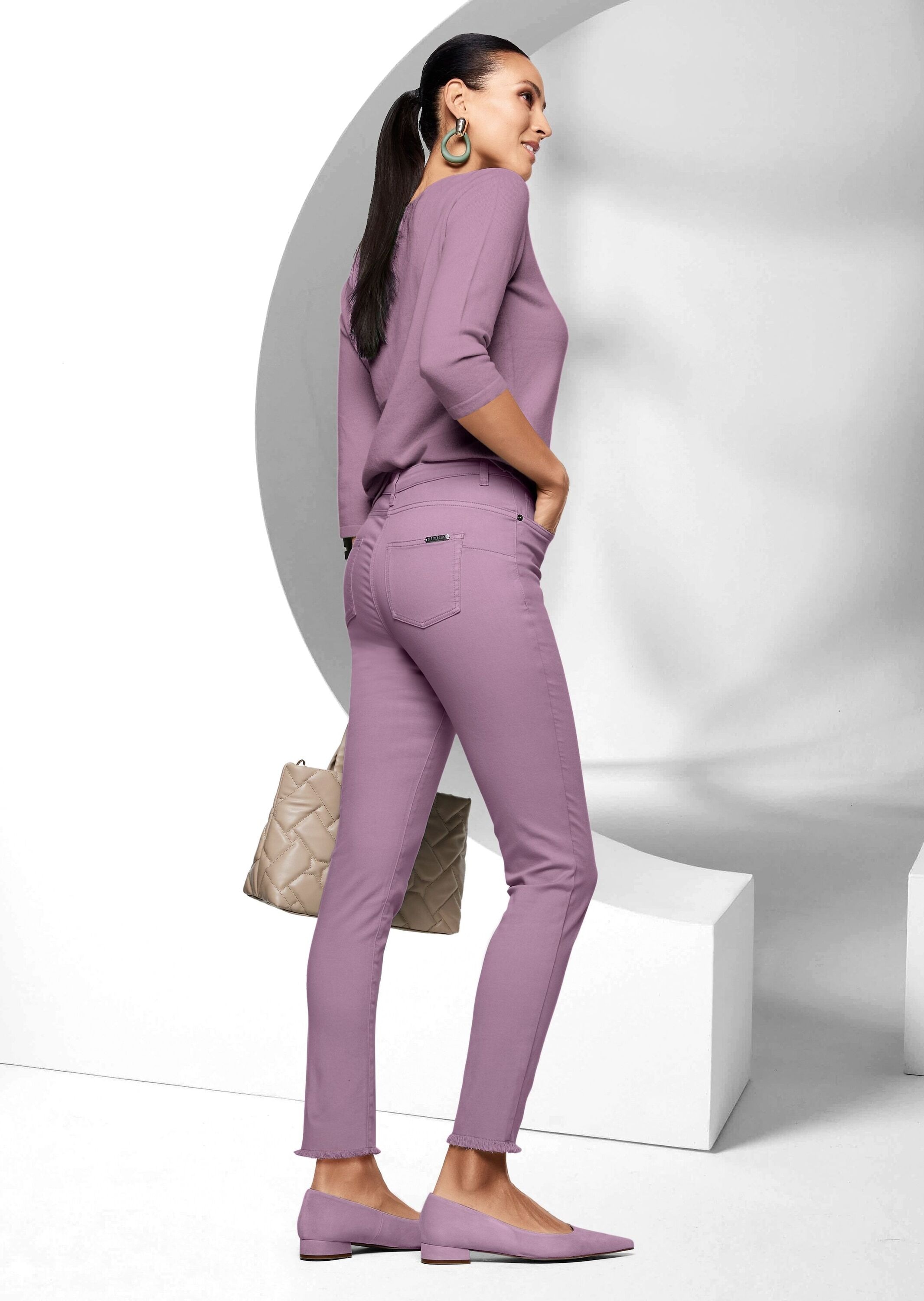 MADELEINE Regular-fit-Jeans »Jeans Mid Waist Skinny-Hose mit Fransen«