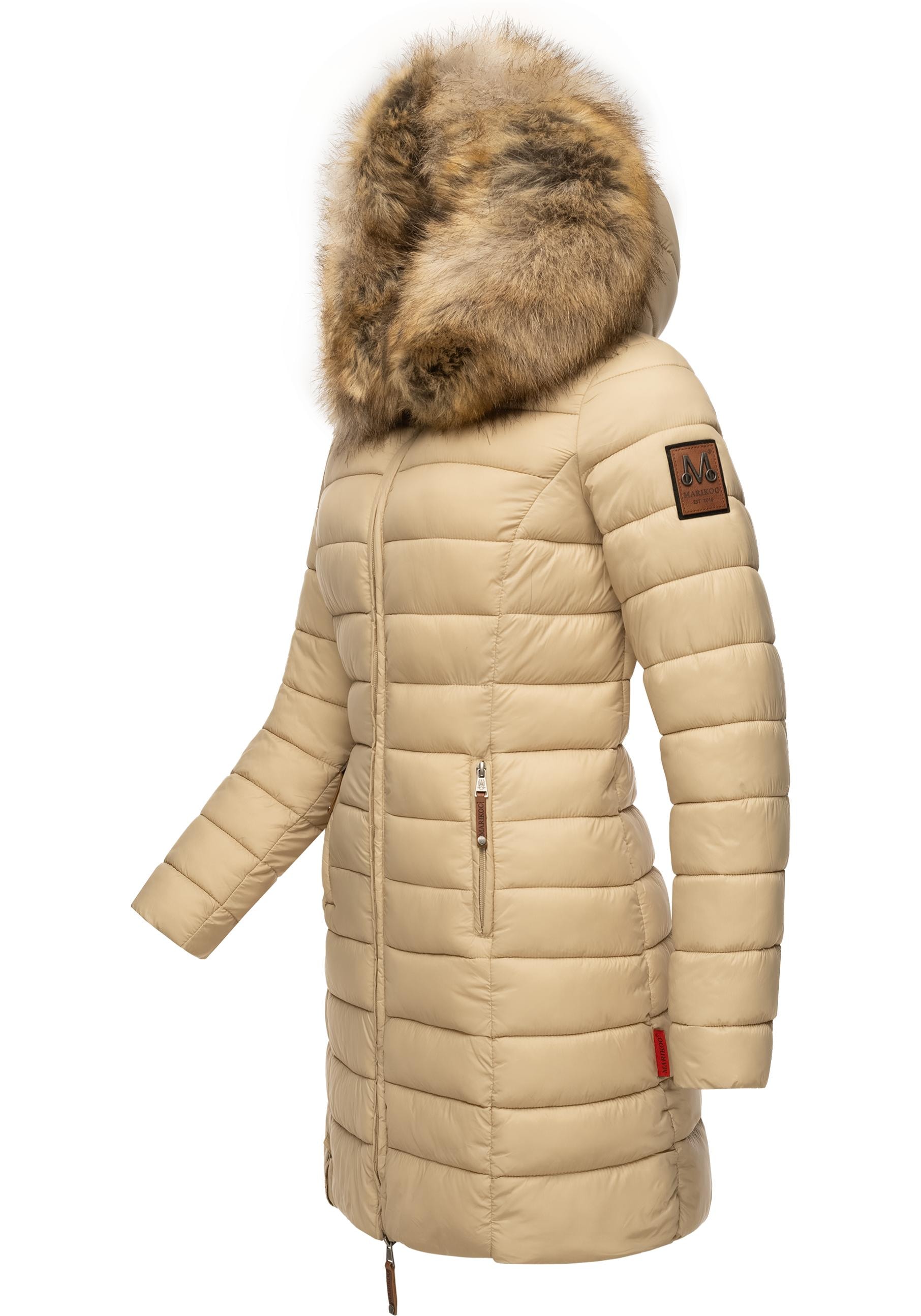 Marikoo Steppmantel "Rose-Stepp", zeitloser Winterparka mit großer Kunstfel günstig online kaufen