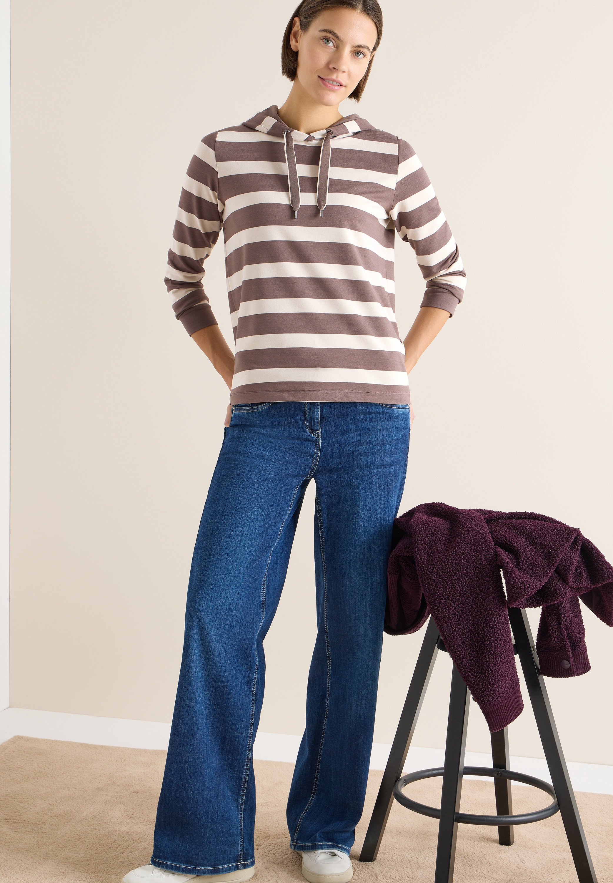 Cecil Langarmshirt mit Kapuze mit Tunnelzugband günstig online kaufen