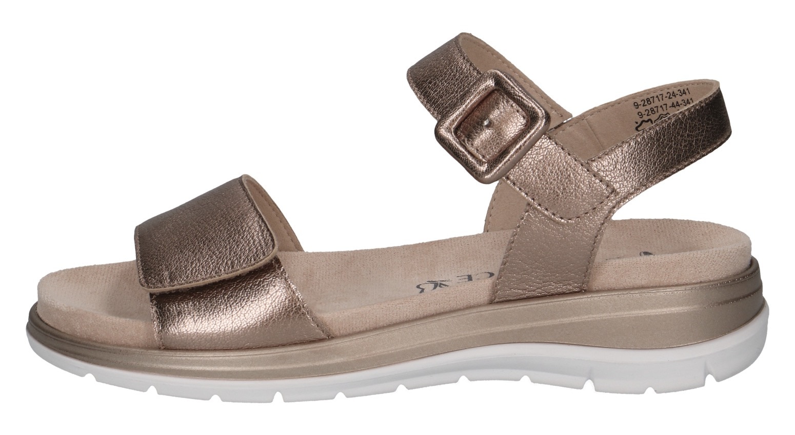 Caprice Riemchensandale, Keilsandalette, Sommerschuh, Bequemschuh in Metallic-Optik