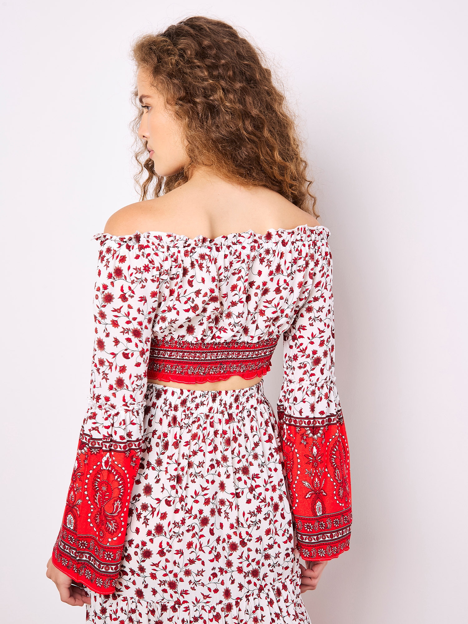 Apricot Crop-Top »Sarasa Floral Top« mit Flügelärmeln