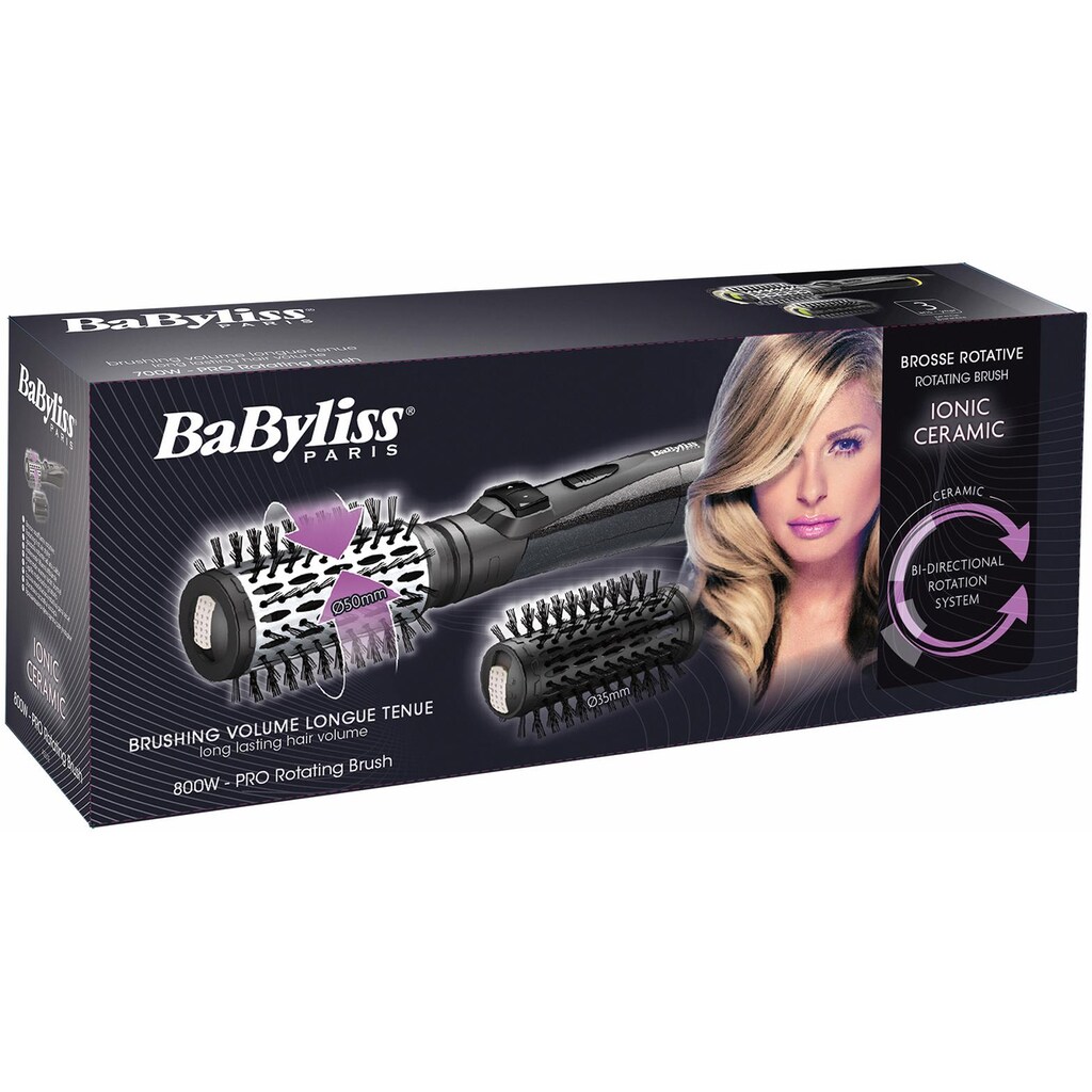 BaByliss Warmluftbürste »AS551E«, 2 Aufsätze}, 2 austauschbare Thermobürstenaufätze