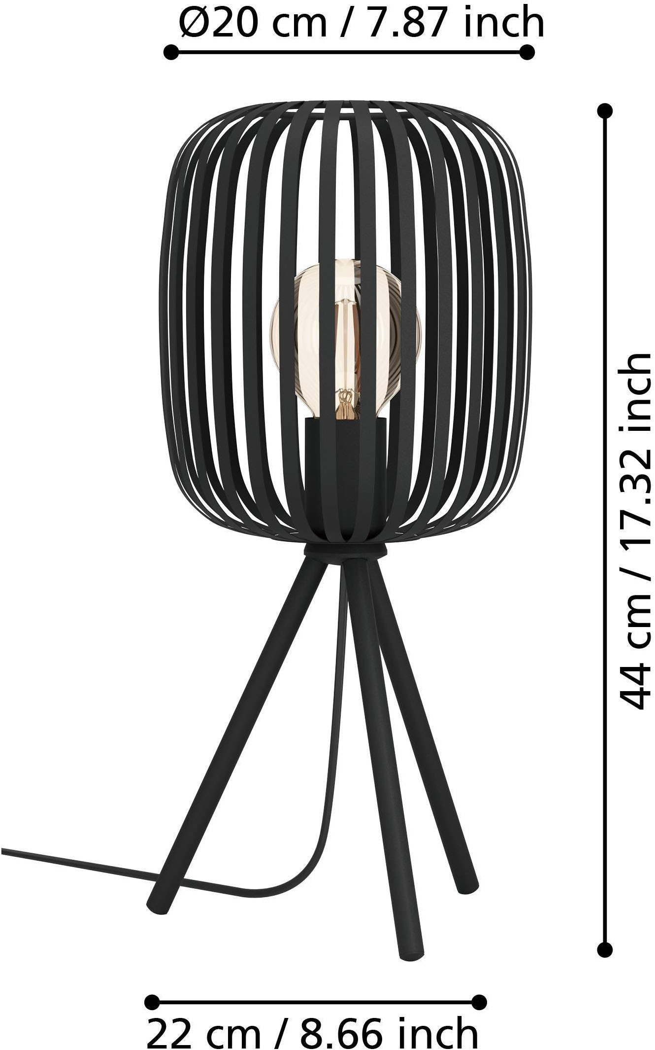 EGLO Tischleuchte »Tischleuchte ROMAZZINA, exkl. E27, Stahl, Tischlampe« E27 Stativ Nachtischlampe, 20x 20x43,5cm, Dreibein, Deko Schlafzimmer