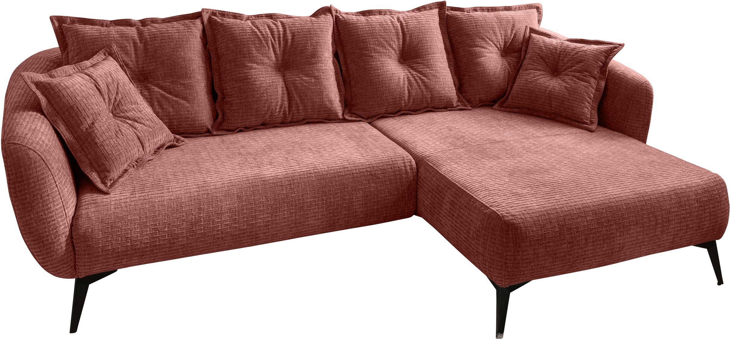 Thumbnail - Home affaire Ecksofa "Baggio Stellmaße 277/162 cm, modern & elegant, hoher Fuß" L-Form, schwarze Metallfüße