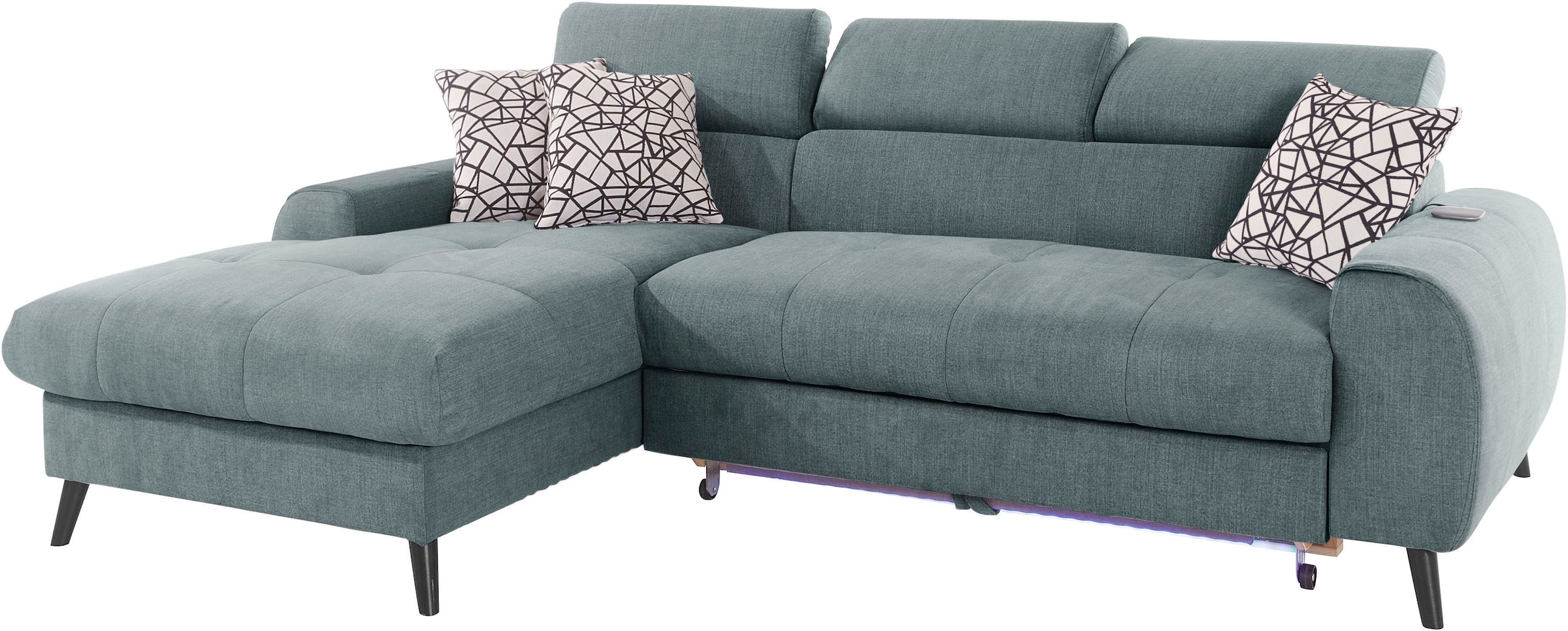 COTTA Ecksofa »Mia L-Form«, 3-tlg.-Kissen-Set, Recamiere, wahlweise mit oder ohne RGB-Beleuchtung