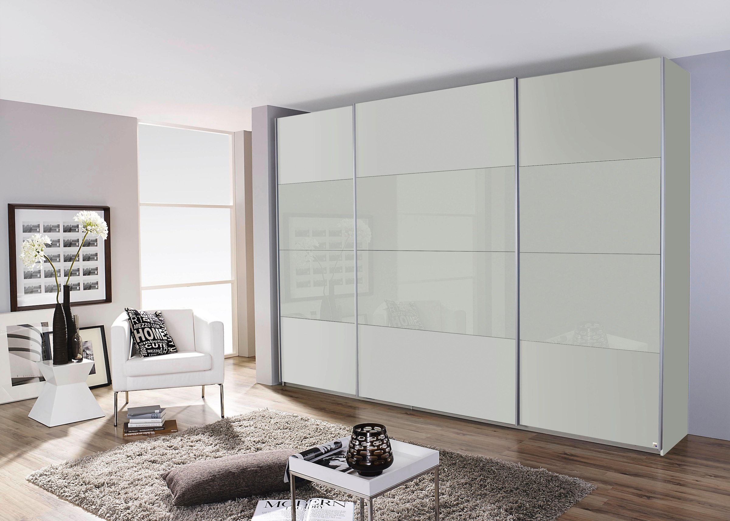 rauch Schwebetürenschrank »Quadra Bestseller Schlafzimmerschrank in vielen Breiten«, Kleiderschrank Garderobenschrank Schrank mit Glaselementen