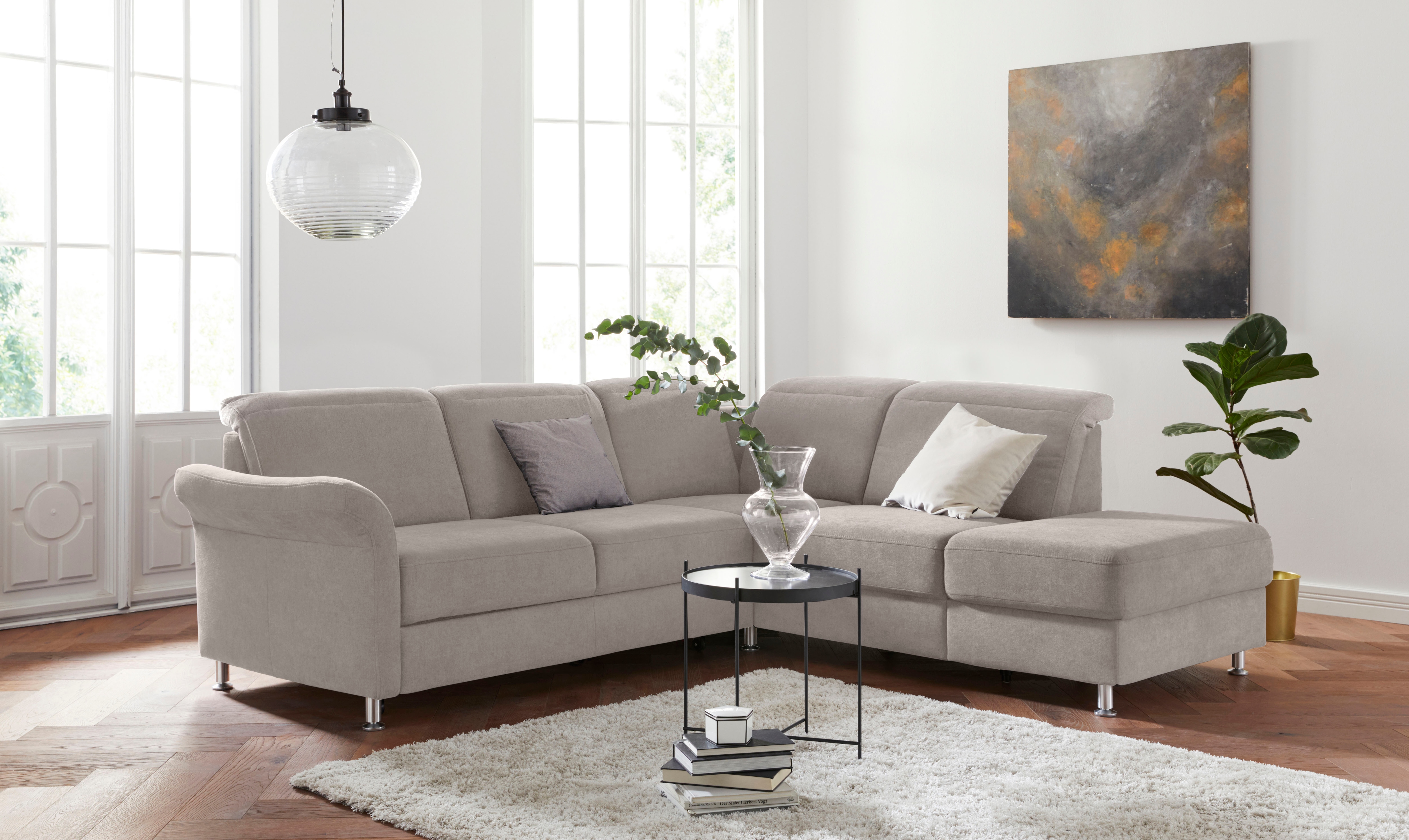 sit&more Ecksofa "Darwin L-Form" inklusive Federkern, wahlweise mit Kopfteilverstellung, Schlaffunktion